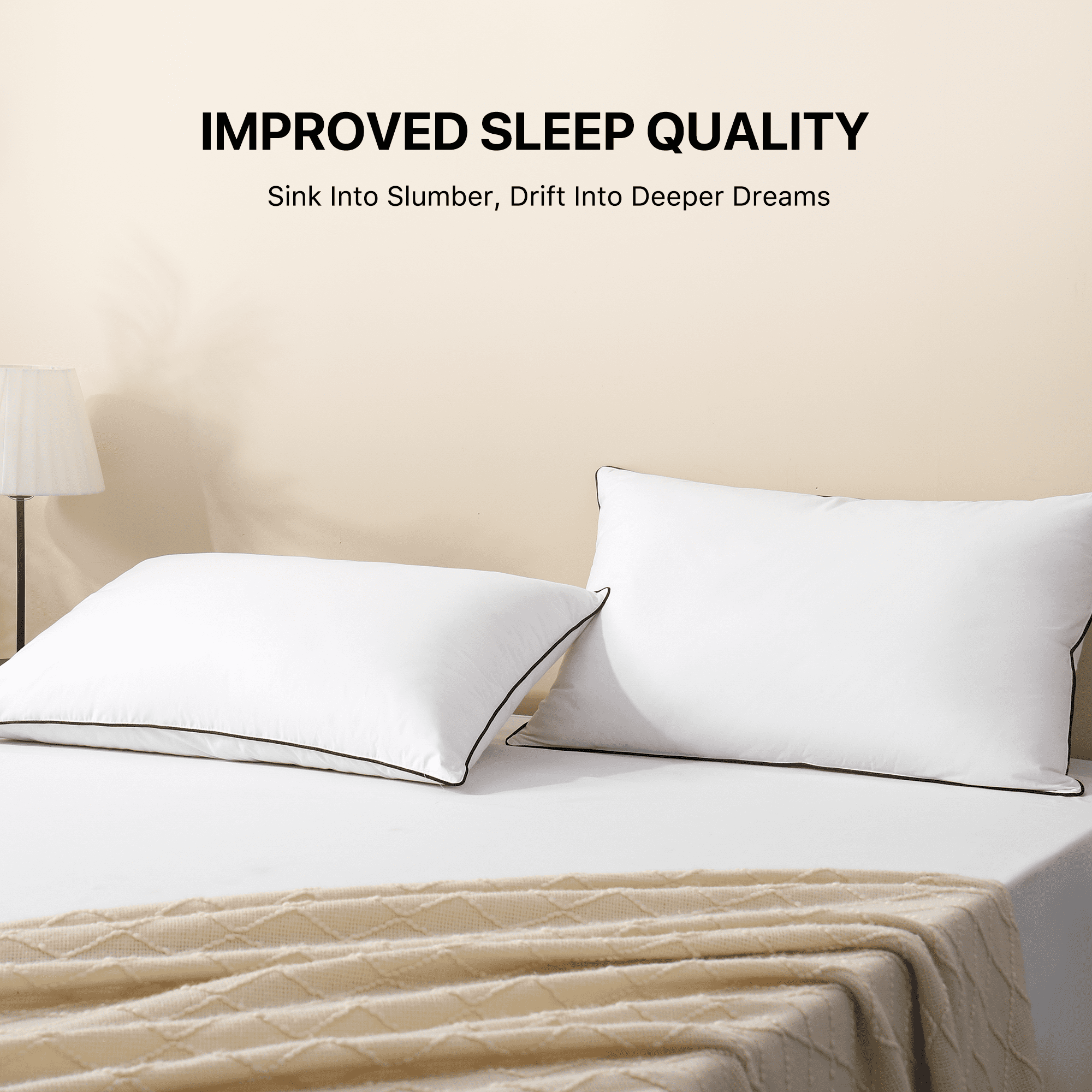 Howsheep Feather Down Pillows Set of 2, Medium Firm Hotel Bed Pillow 2 Pack,  King Size, 20 x 36 in.