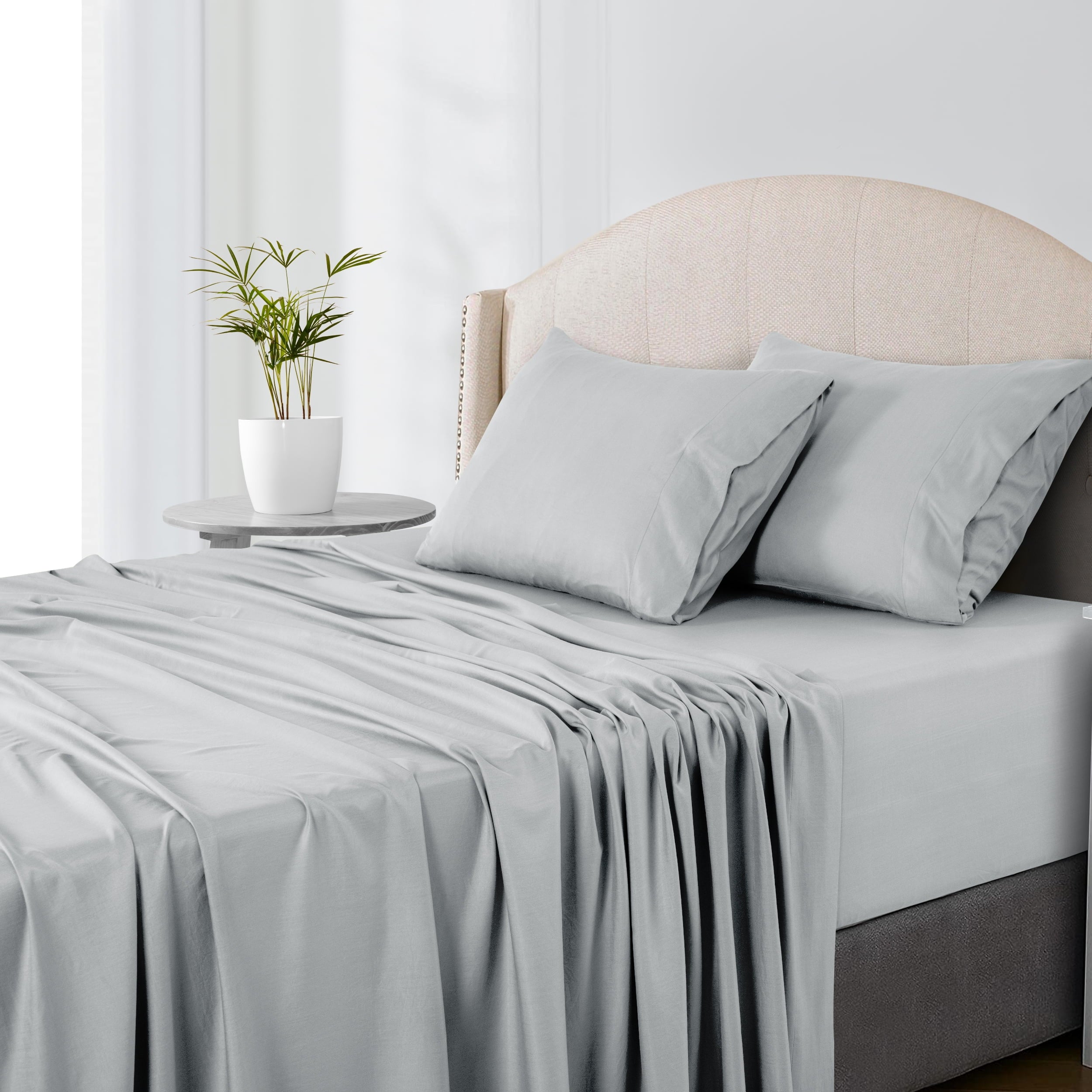 Lux Decor Collection Rayon from Bamboo Blend Queen Sheets Deep Pockets - 4 Piece Cooling Bed Sheets Set, Gray