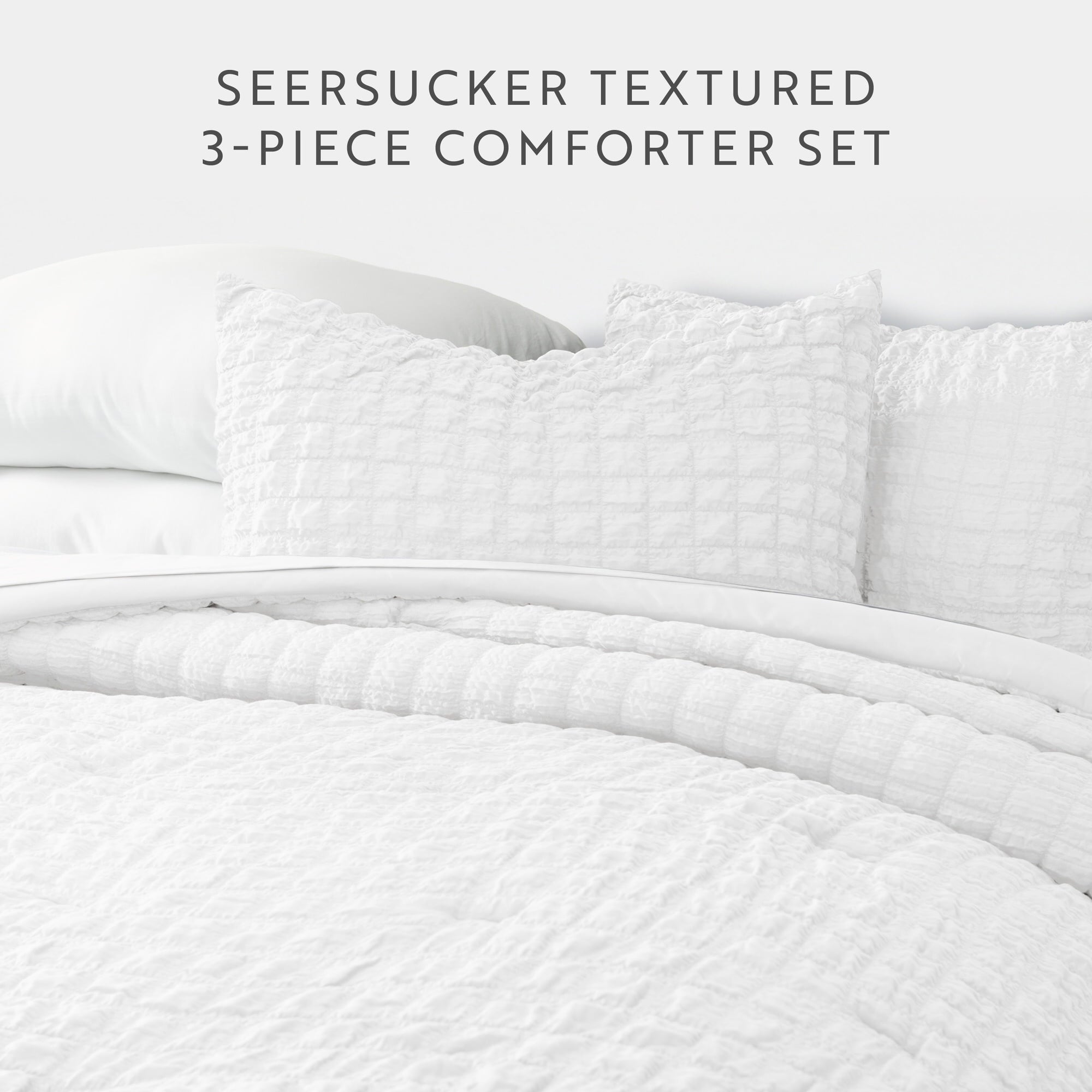 Seersucker Textured Comforter Set Plush All-Season Down Alternative Bedding - Comfort Canopy