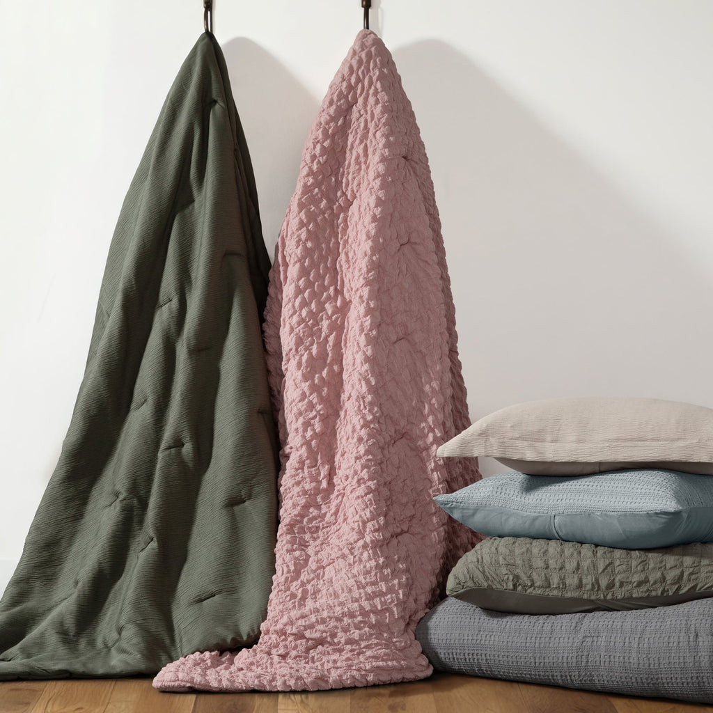 Seersucker Textured Comforter Set Plush All-Season Down Alternative Bedding - Comfort Canopy