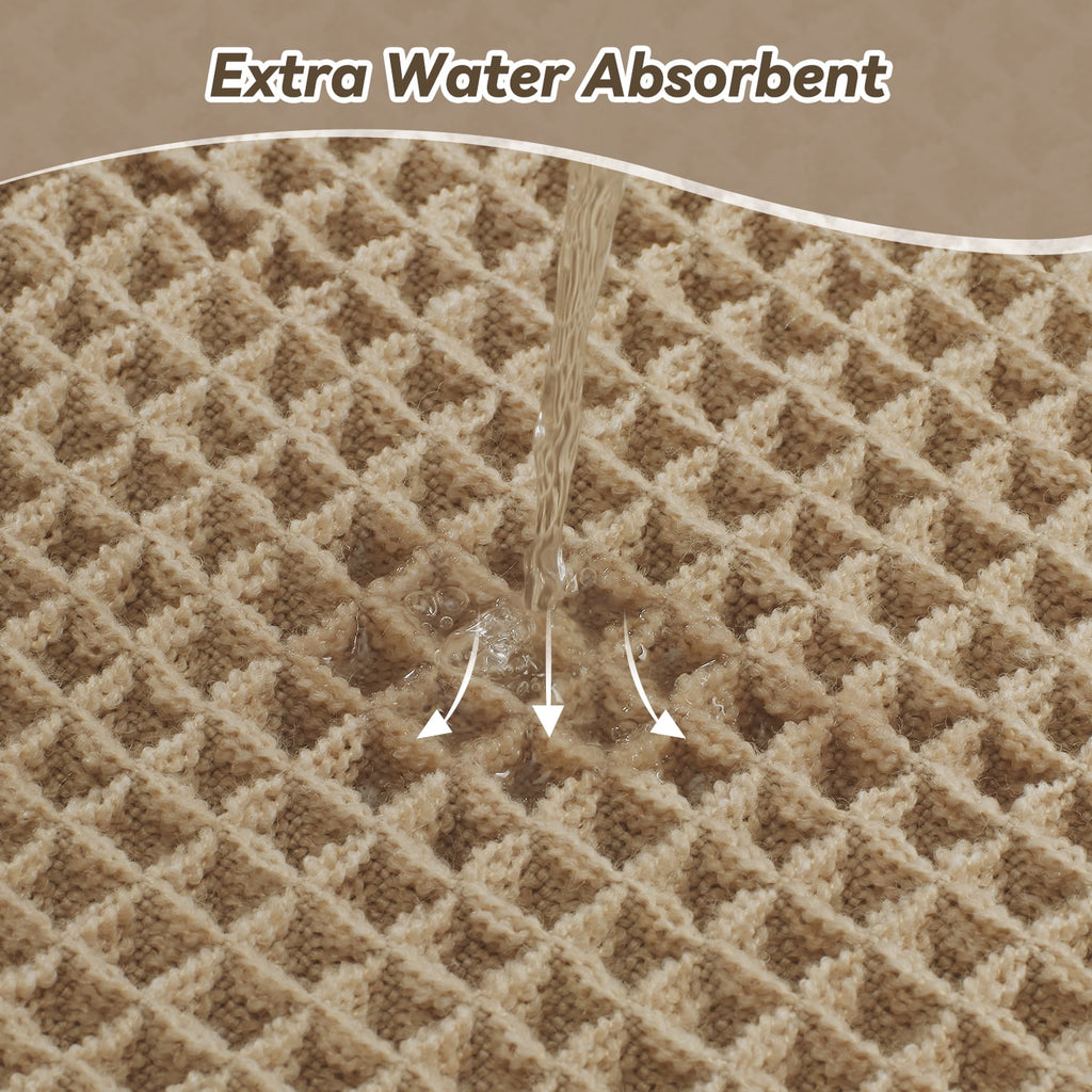 SIXHOME Bathroom Rugs Waffle Bath Rug Super Soft Absorbent Non Slip Bath Mat Beside Tub Rubber Backed Machine Washable Bathroom Rugs with Tassels Boho Bathroom Decor 17" x 24" Brown