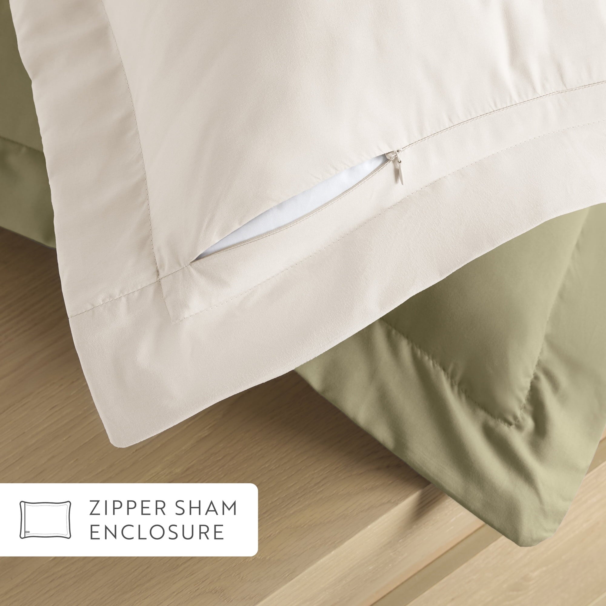 All Season Reversible Comforter Set Breathable Cool in Sage Green & Ivory Twin/Twin XL Size Bedding by Comfort Canopy