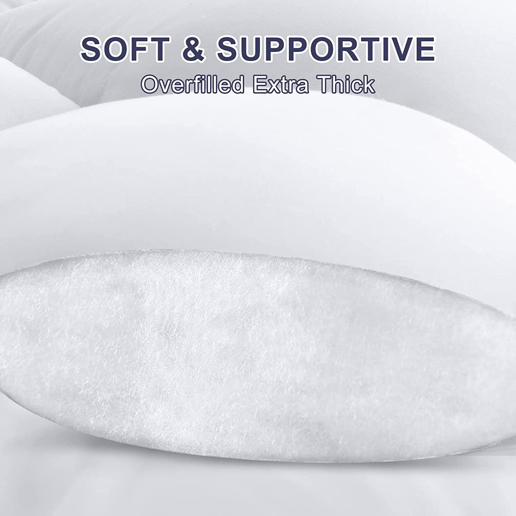 MERITLIFE Extra Thick Cooling Mattress Topper for Back Pain, 100% 400TC Waterproof Mattress Pad Cover - Down Alternative Pillow Top, Hotel Quality Hypoallergenic Queen Size, White