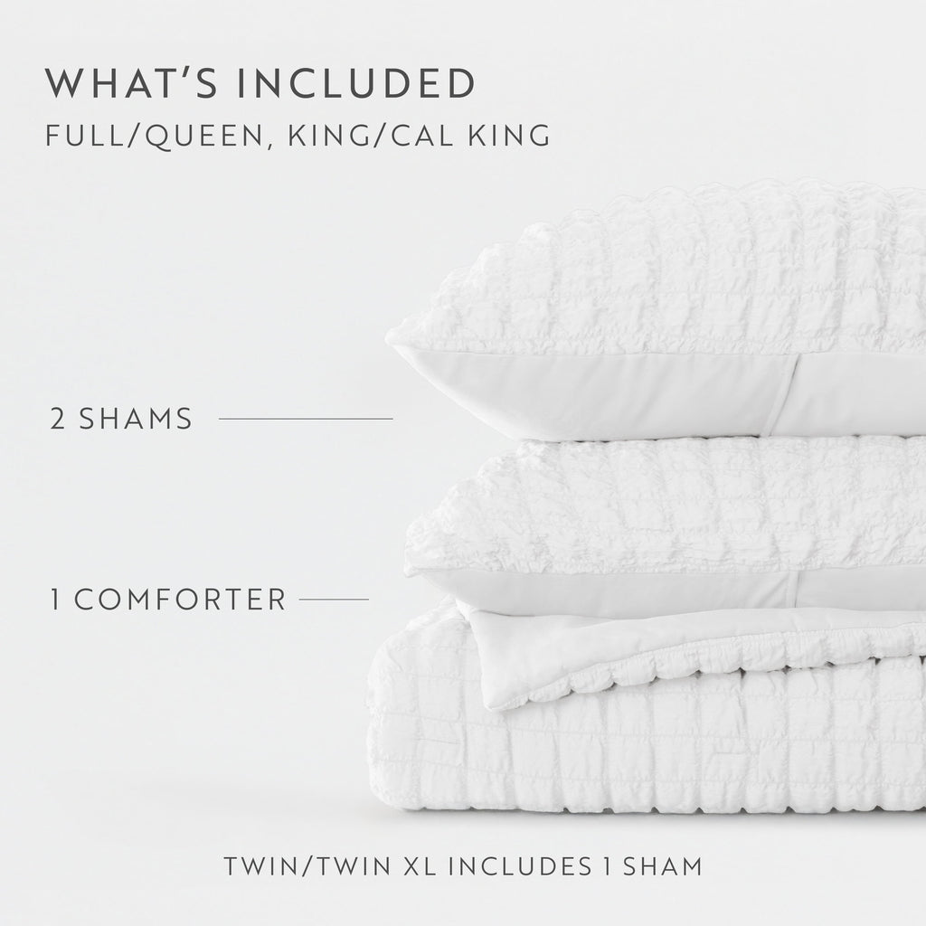 Seersucker Textured Comforter Set Plush All-Season Down Alternative Bedding - Comfort Canopy