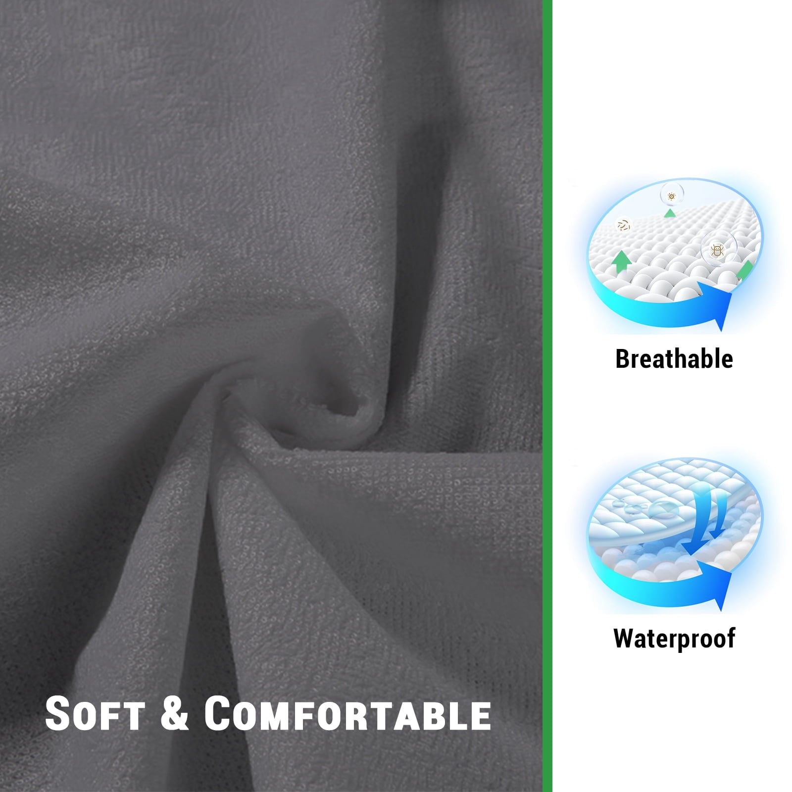 GOGREEN Bamboo Waterproof Pillow Protector, Breathable Pillow Cover, Cooling Pillow Case Protector with Zipper, Super Soft Terry Pillow Case Cover with Zipper (4 Packs, King 20"x36", Dark Grey)