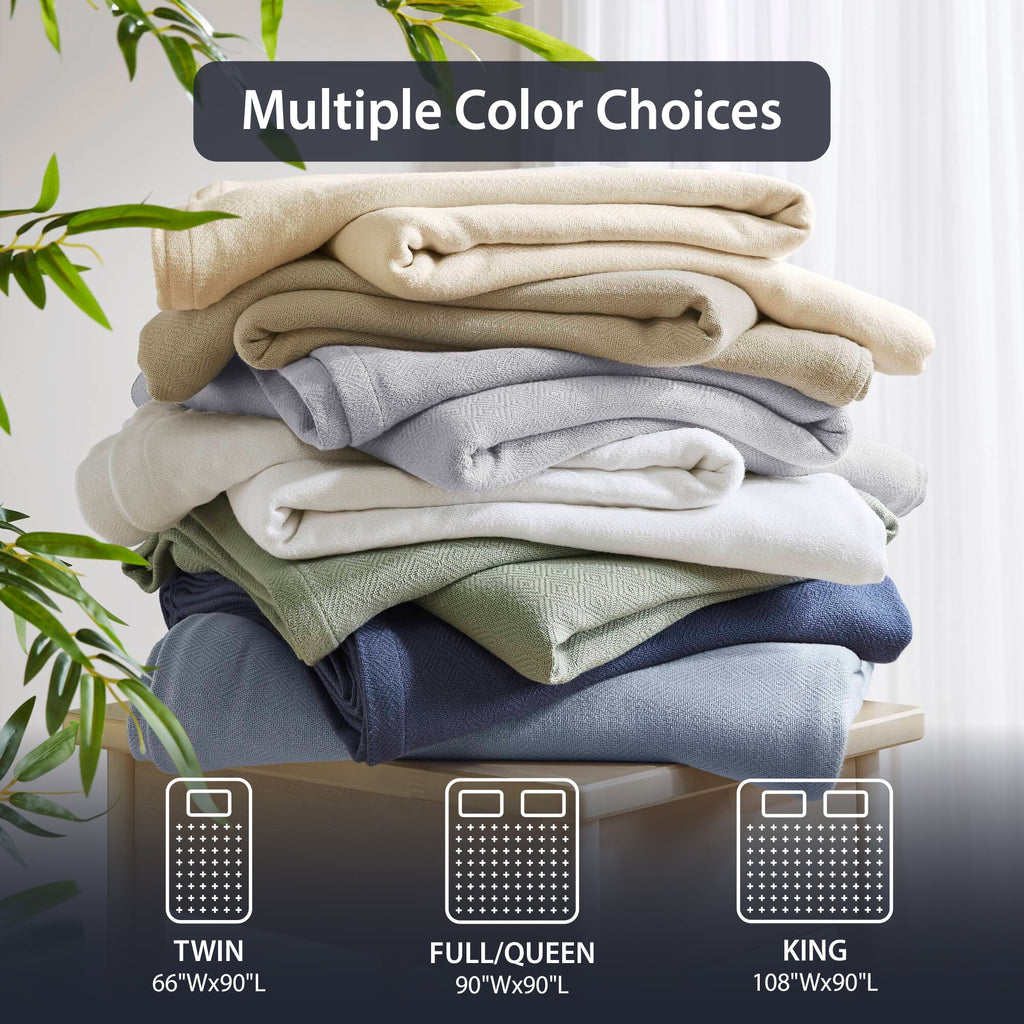 Regency Heights Cozy Bamboo Cotton Blanket, Lightweight Blanket for Sofa Couch, All Season Breathable Bed Blanket for Hot Sleepers with Diamond Jacquard, Full/Queen, Navy