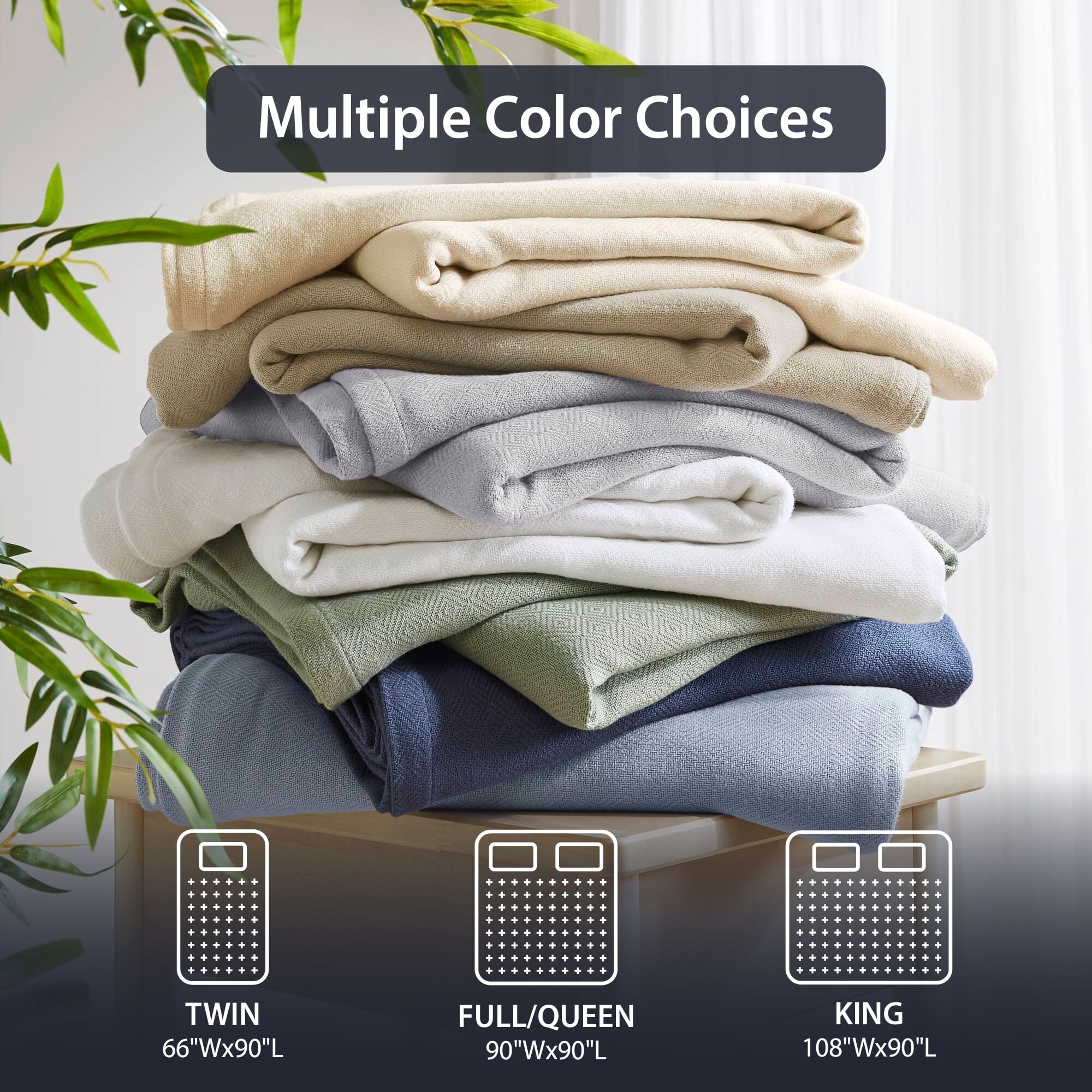 Regency Heights Cozy Bamboo Cotton Blanket, Lightweight Blanket for Sofa Couch, All Season Breathable Bed Blanket for Hot Sleepers with Diamond Jacquard, Full/Queen, Navy