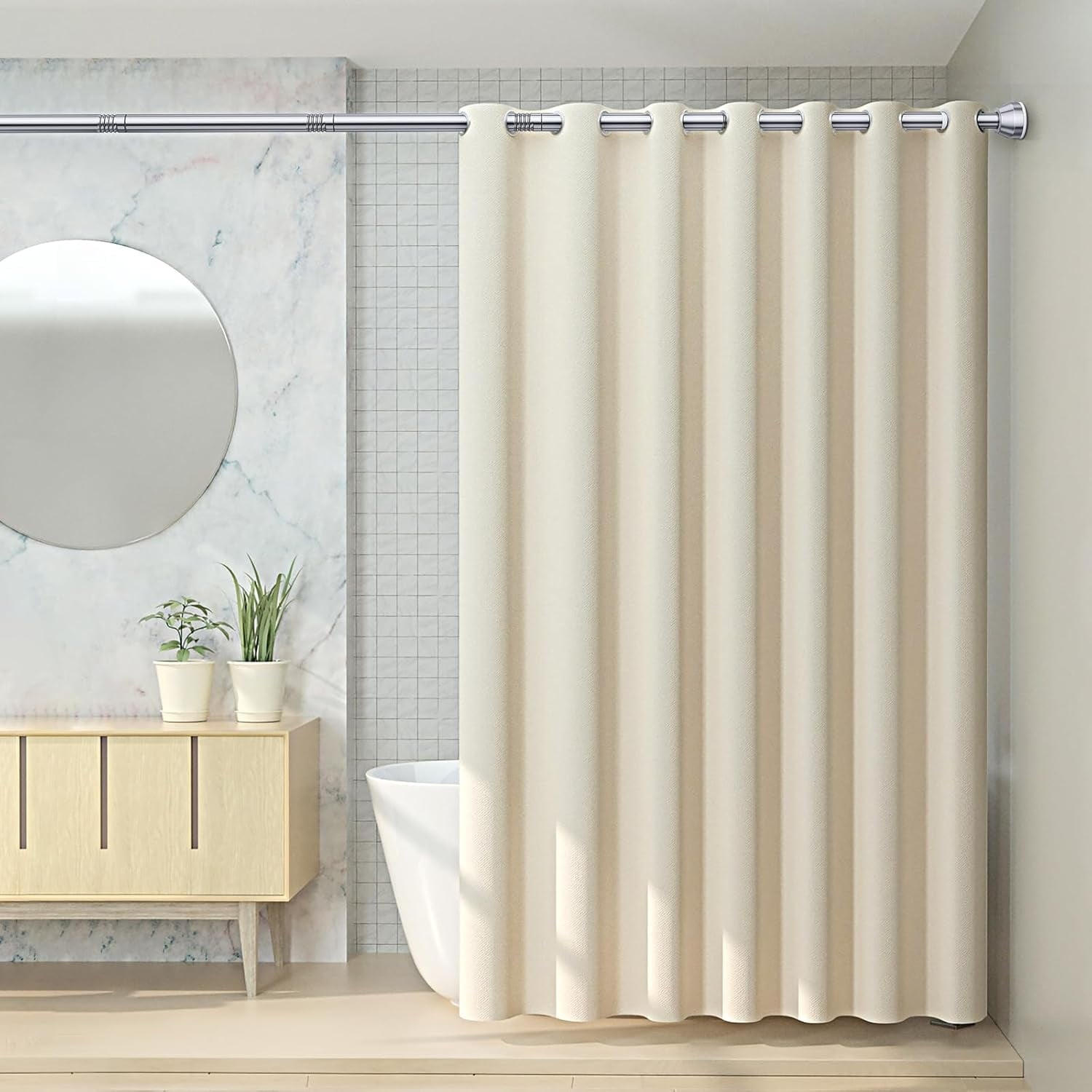 TITGIPE No hole telescopic shower curtain rod | 27-76 inches adjustable anti-skid spring rod | stainless steel rust resistance design | bathroom upgrade artifact no hole telescopic bath curtain rod