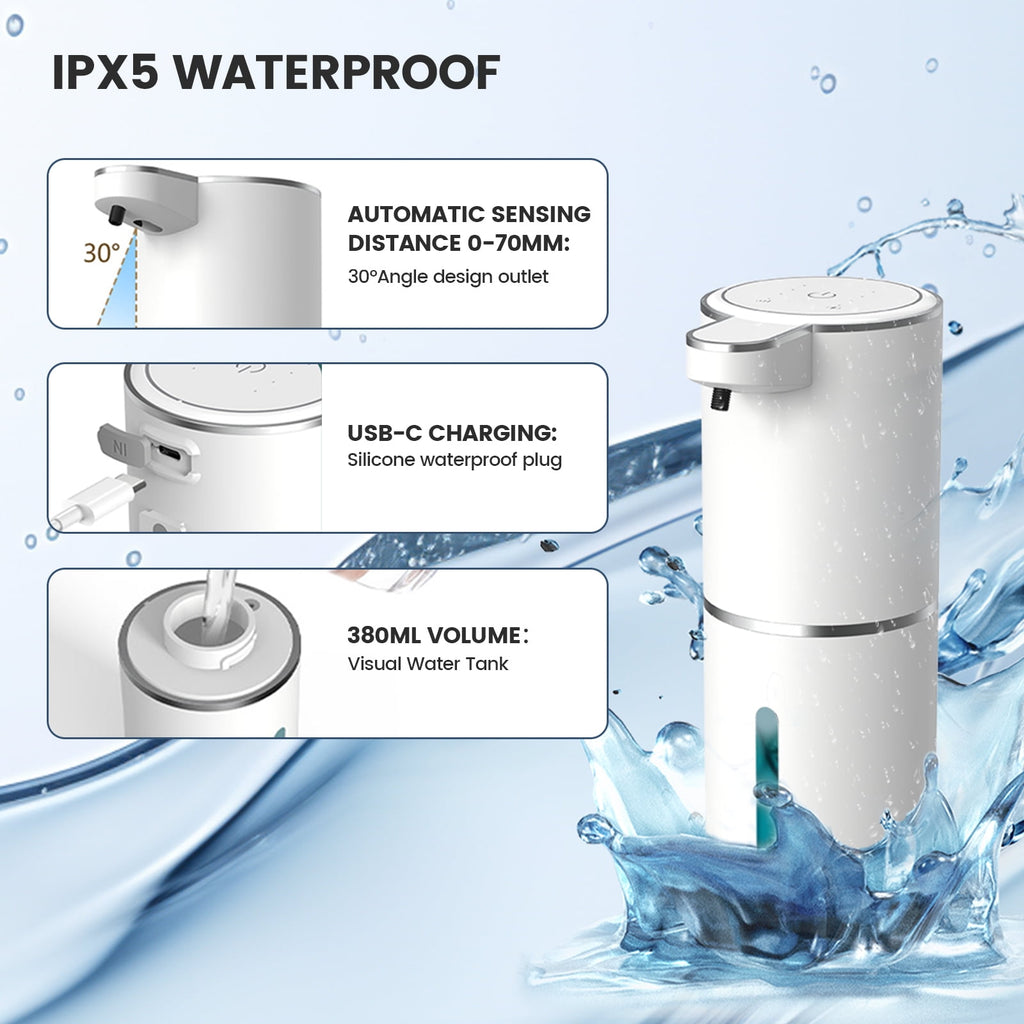 ALLJOY Automatic Liquid Soap Dispenser 12.8oz/380ML Electric Wall Mount Touchless Soap Dispenser for Kitchen Bathroom USB Rechargeable Hand & Dish Soap Dispenser