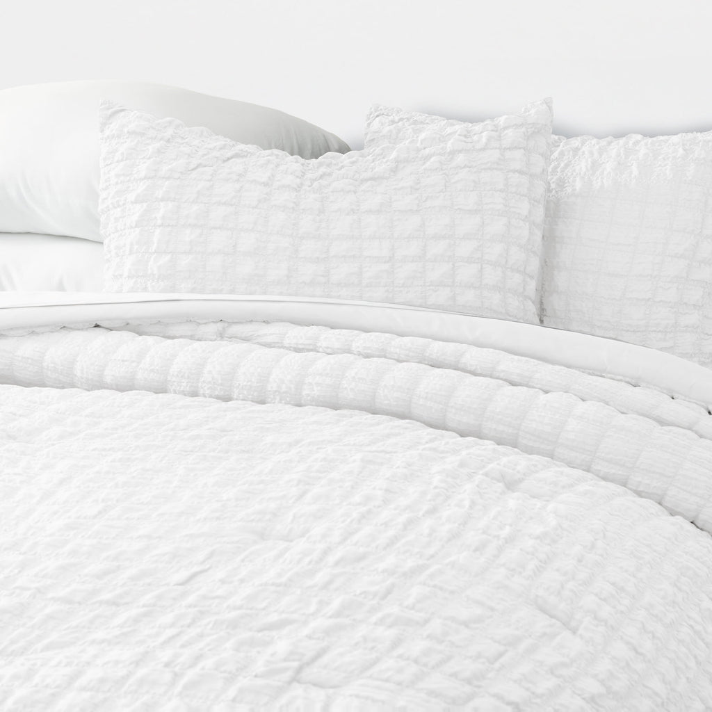 Seersucker Textured Comforter Set Plush All-Season Down Alternative Bedding - Comfort Canopy