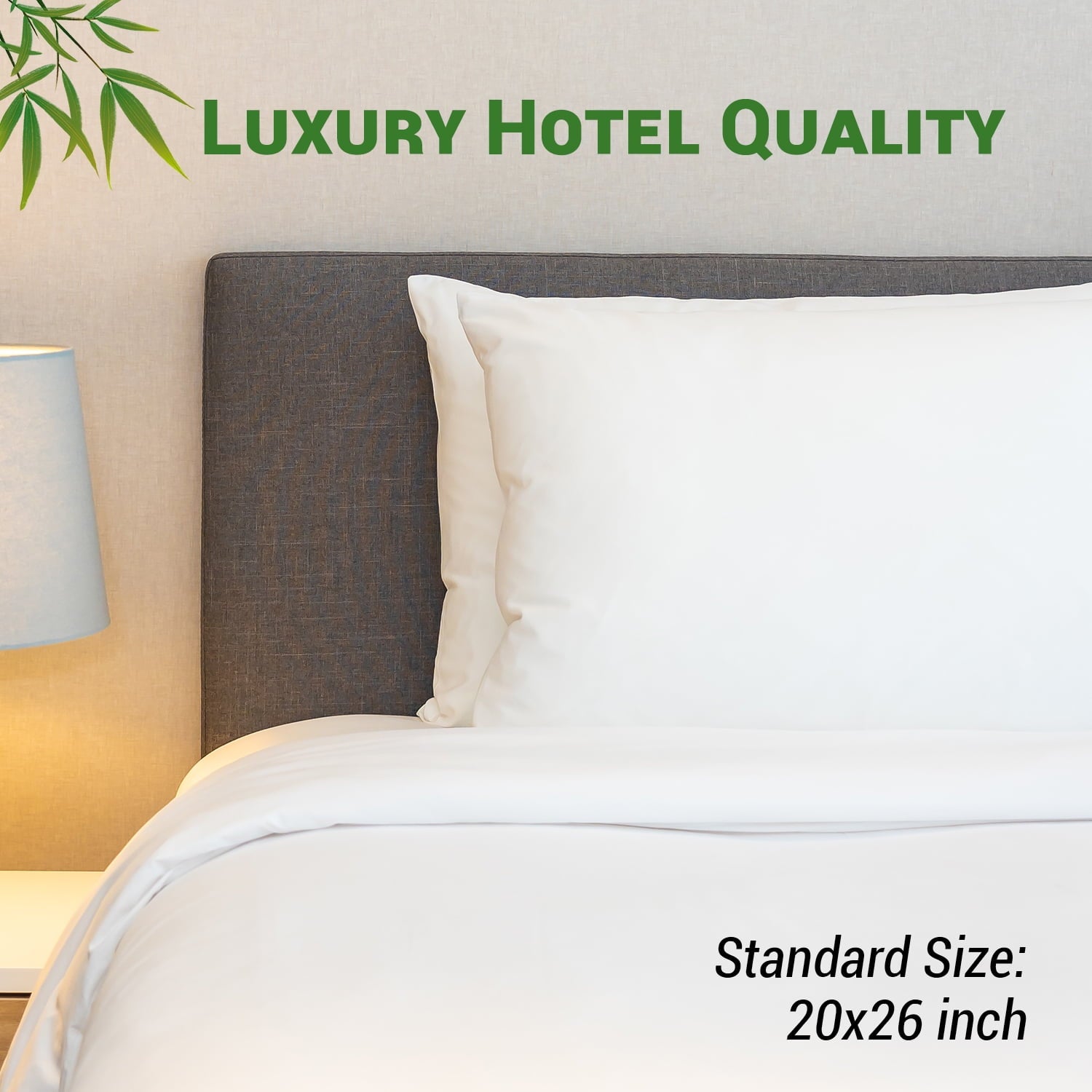 GOGREEN Waterproof Pillow Protectors with Zipper Standard Size, Cooling Bamboo Zippered Pillow Case Protector, Bed Bedbugs Pillow Case Cover Prevent Dust Mites and Allergens (2 Packs, White)