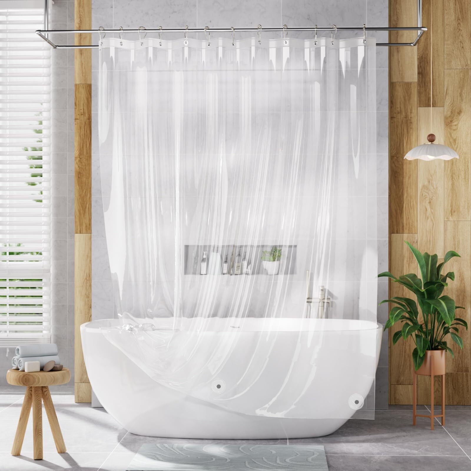 AmazerBath Shower Curtain Liner, 72x72 Clear Shower Curtain Liner, Waterproof Plastic Shower Liner, Cute Lightweight PEVA Shower Curtains for Bathroom with Magnet and 12 Rustproof Metal Grommet Holes