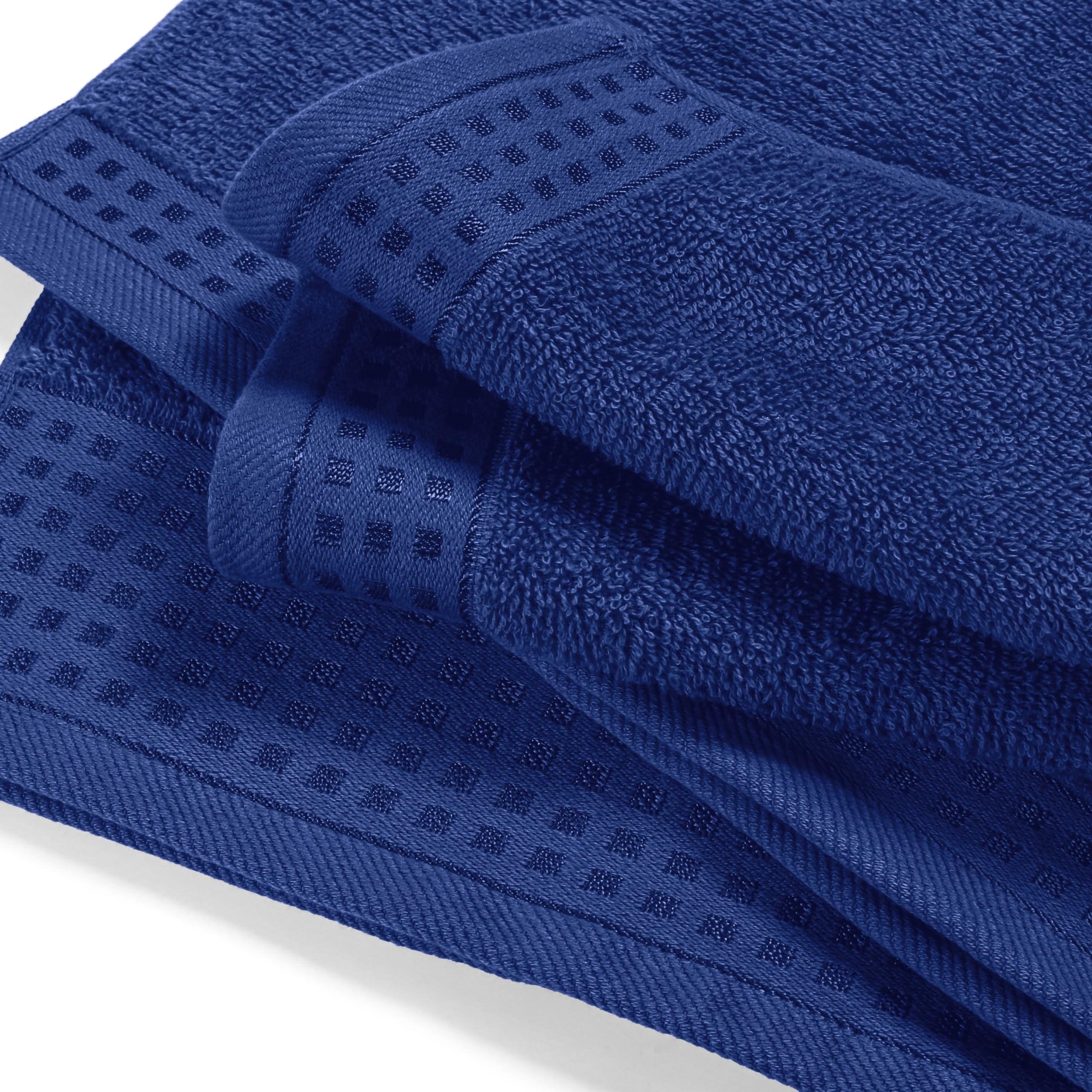 MyOwn Ultra Soft 3 Pack Cotton Towel Set, Contains a Bath Towel 28x55 inch, a Hand Towel 16x24 inch & a Wash Coth 12x12 inch, Ideal Everyday use, Compact & Lightweight - Navy Blue