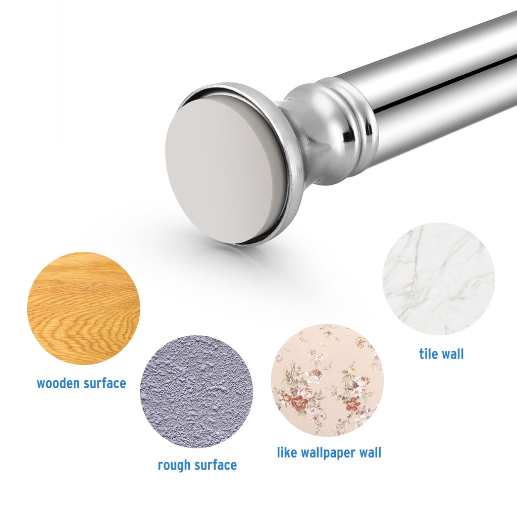 AmazerBath Spring Tension Shower Curtain Rod, 54-90 inches Rust-Resistance Tension Curtain Rod Bathroom Rod, Adjustable Shower Curtain Rod No Drill, Nickel