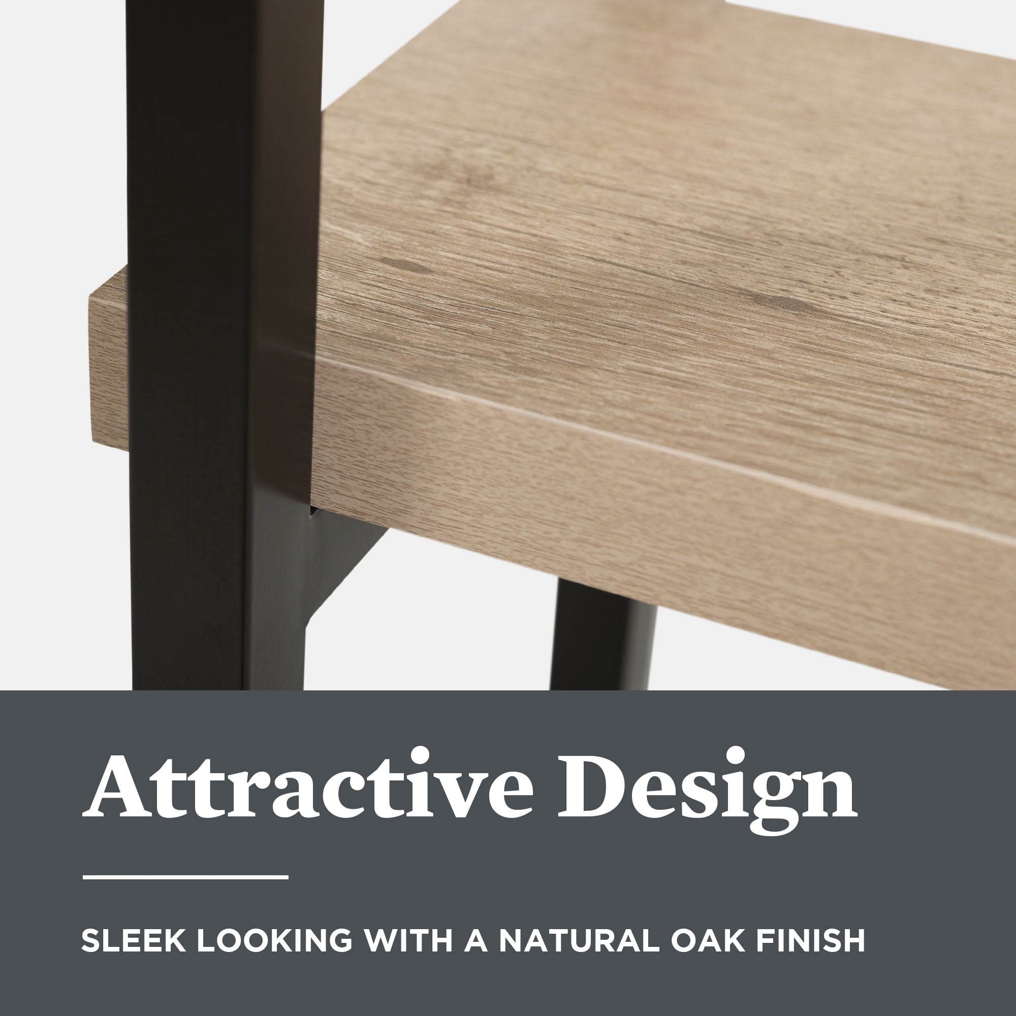 Better Homes & Gardens Jace 3-Shelf over-the-Toilet Rack with Black Frame and Oak Shelves