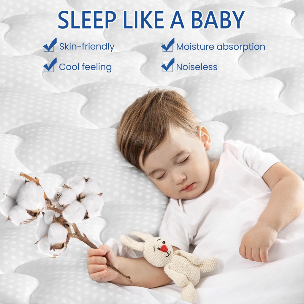 INGALIK Queen Size Mattress Pad, Cooling Breathable Mattress Topper, 400TC Quilted Fitted Protector and Cover with 8-21" Deep Pocket, White