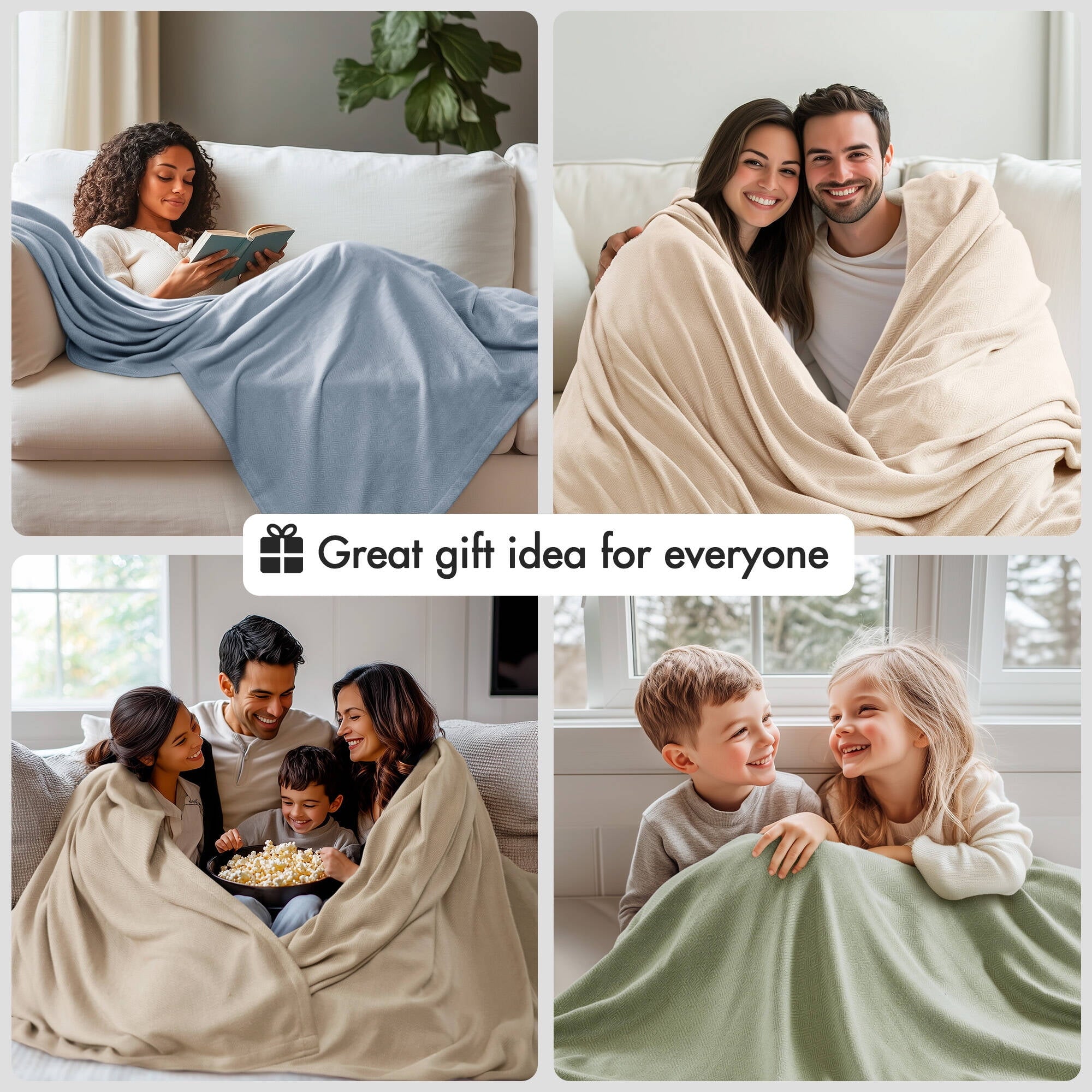 Regency Heights Cozy Bamboo Cotton Blanket, Lightweight Blanket for Sofa Couch, All Season Breathable Bed Blanket for Hot Sleepers with Diamond Jacquard, Full/Queen, Navy