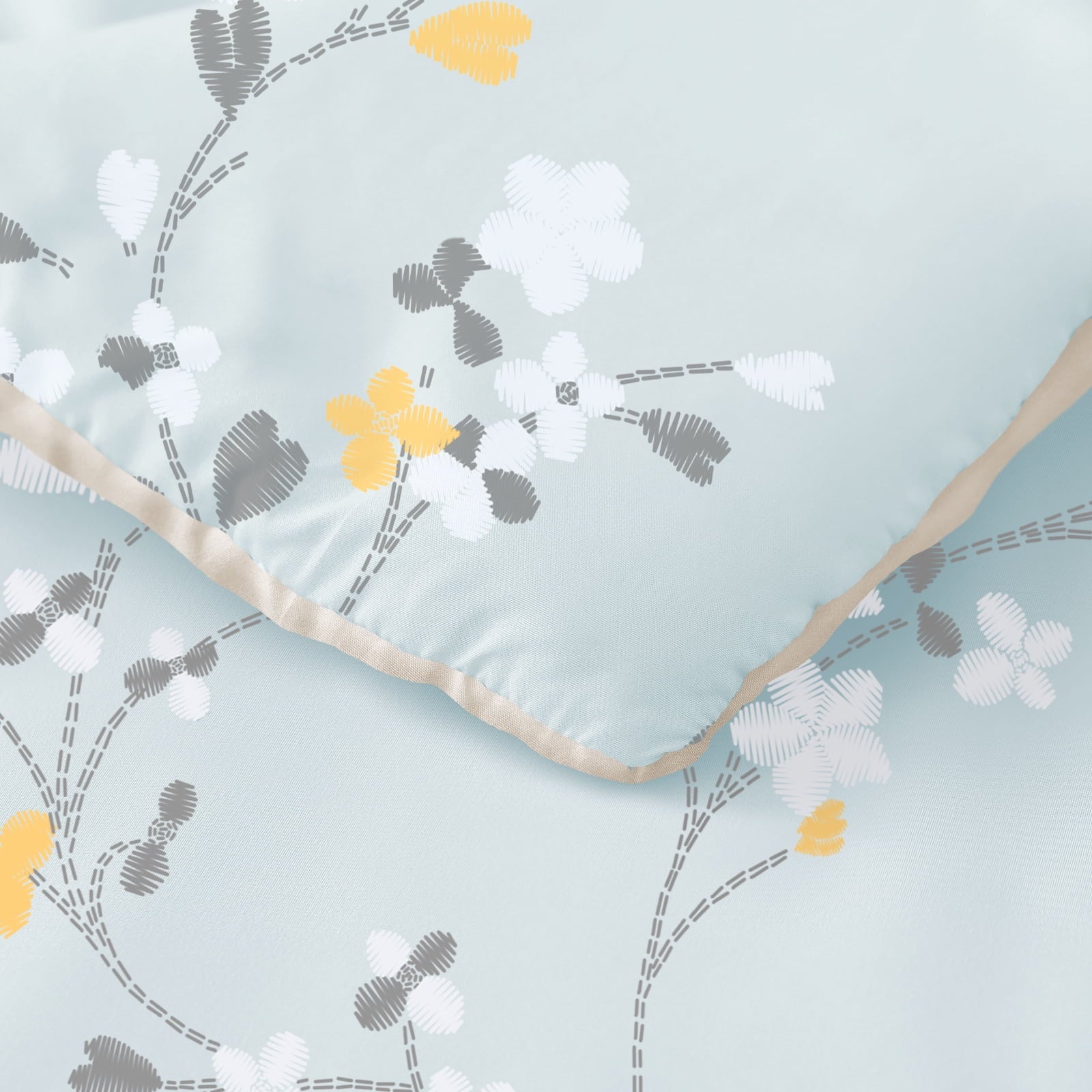 Exclusivo Mezcla 3-Piece Floral King Size Comforter Set, Microfiber Bedding Down Alternative Comforter for All Seasons with 2 Pillow Shams, Light Blue