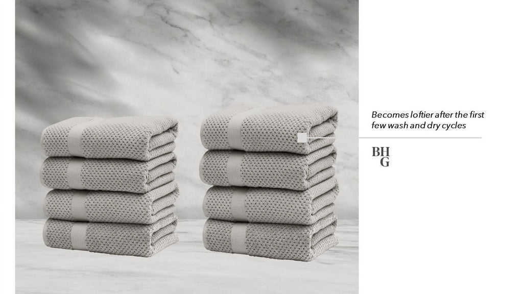 Better Homes & Gardens Signature Soft Cotton Popcorn Textured 6 Piece Bath Towel Set,Arctic White