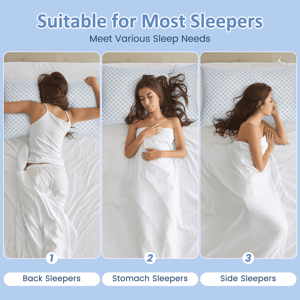 Shredded Memory Foam Pillows for Sleeping 2 Pack, Queen Size Cooling Bed Pillows for Side Back and Stomach Sleepers, Bed Pillows with Washable Removable Cover