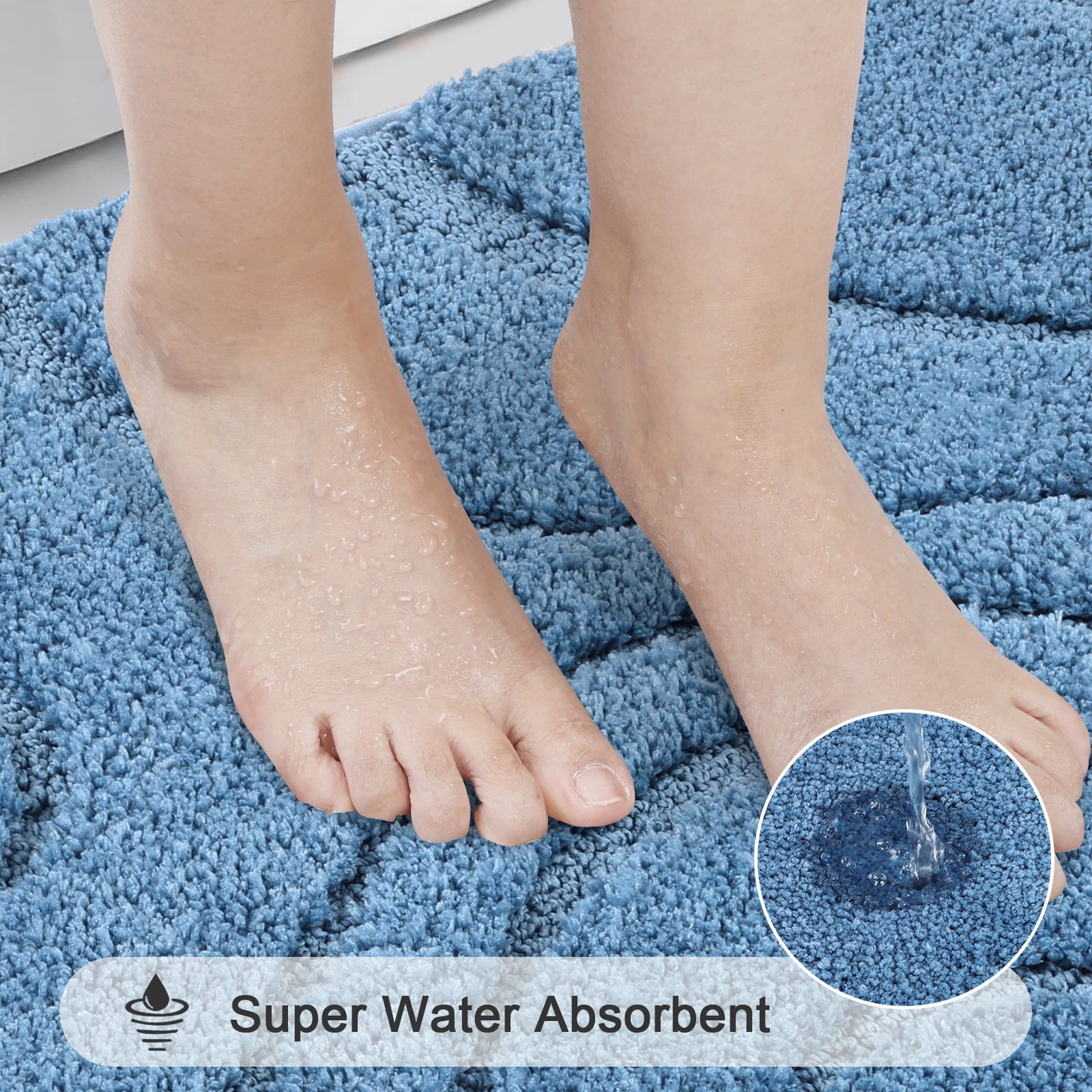 Ileading Bathroom Rugs Sets 4 Piece, Super Soft and Absorbent Non Slip Microfiber Toilet Bathroom Mats