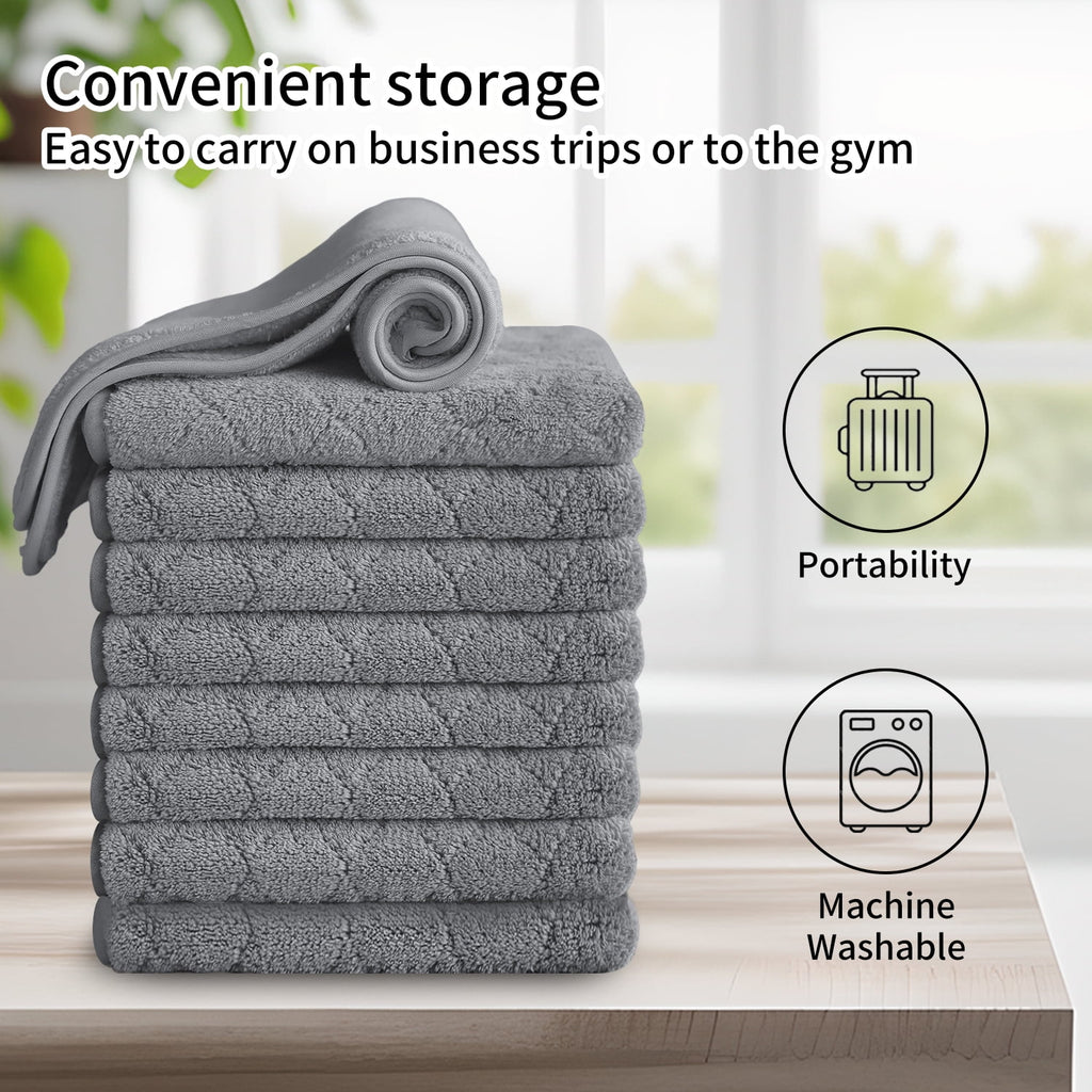 Jessy Home 12 Pack Dark Gray Washcloths for Bathroom 13x13 Inch Ultra Soft Hand Face Towels
