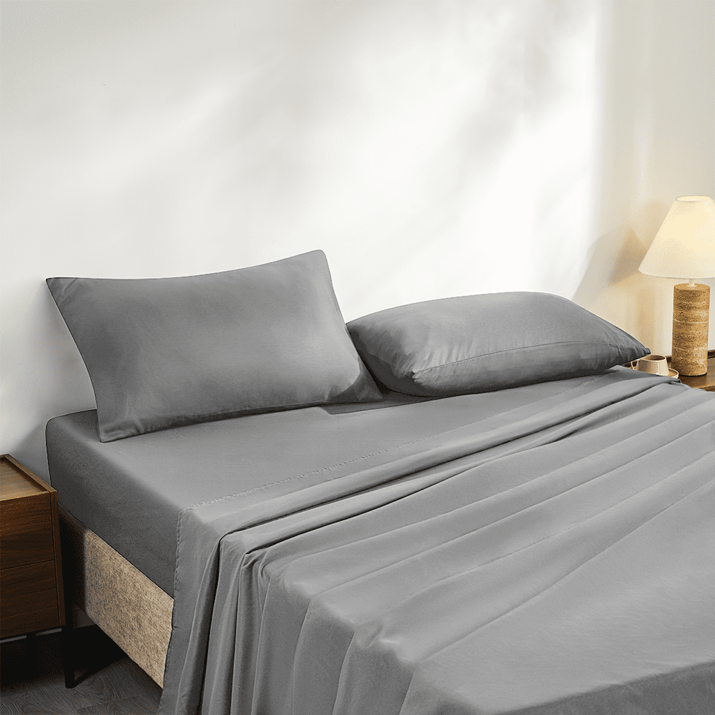 Full Size Bed Sheets,Z-hom 4 Piece Cooling Sheets 14” Deep Pocket Sheet & Pillowcase Sets Soft Microfiber Luxury Bedding Fitted Sheet Water Washed,Dark Gray