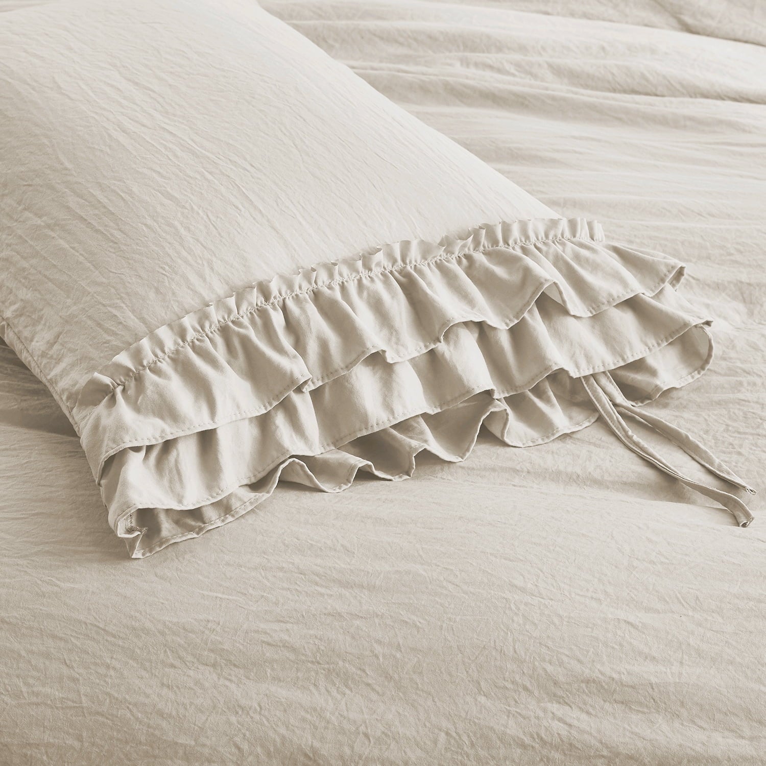 HIG 3 Piece Vintage Duvet Cover Set, Ultra Soft Pre-washed Microfiber, Camel, Queen