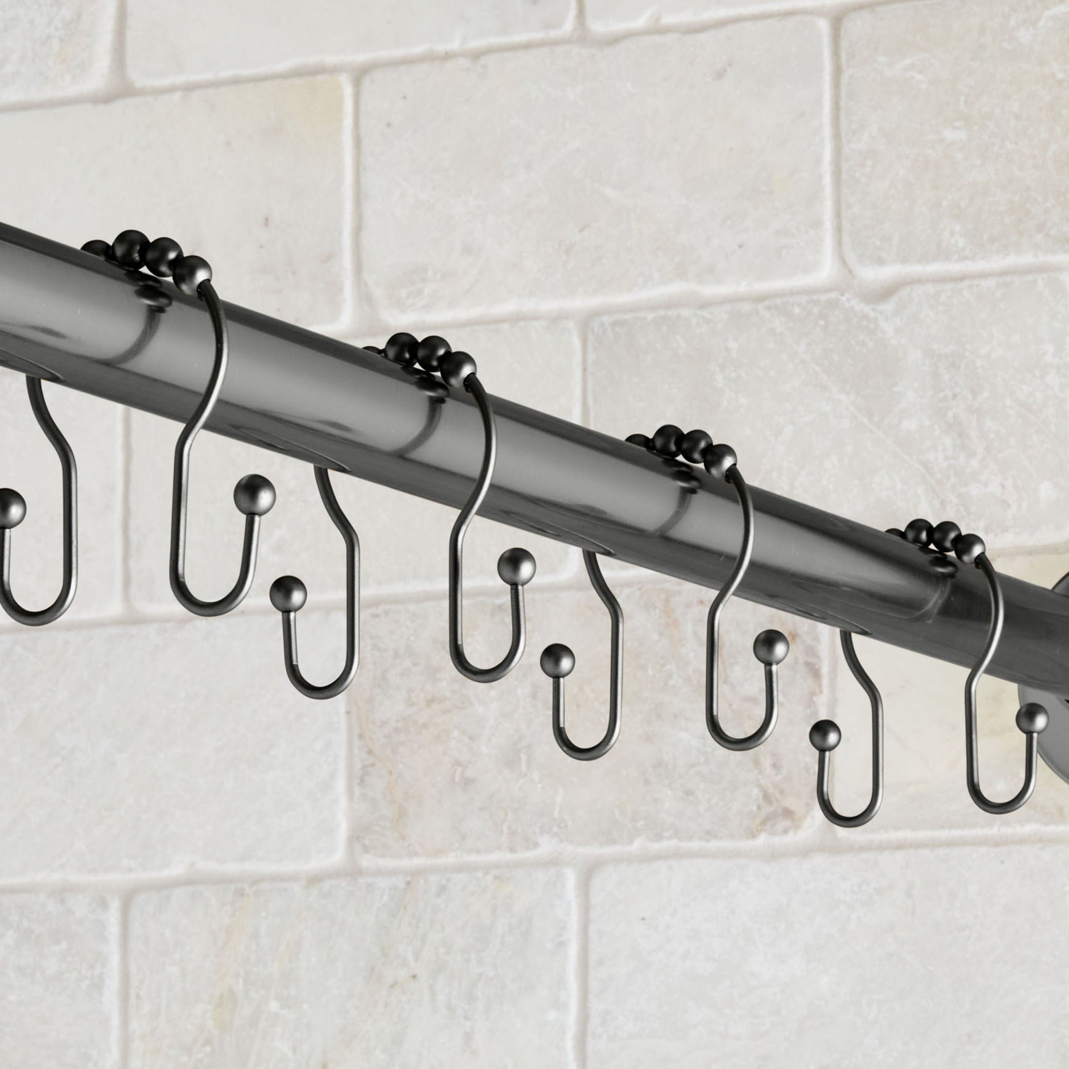 Better Homes & Gardens Rustproof Stainless Steel Double Easy Glide Shower Hooks, Matte Black, 12