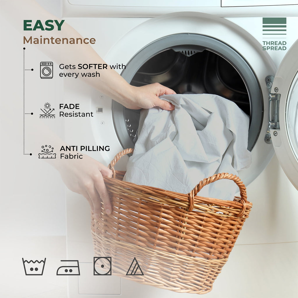 Thread Spread 100% Organic Cotton Sheets Queen Size - 4 PC Organic Cotton Queen Size Percale Weave Sheet Set, Soft, Cooling, Crisp & Breathable, 16" Deep Pocket Hotel Quality Bedding Set - White