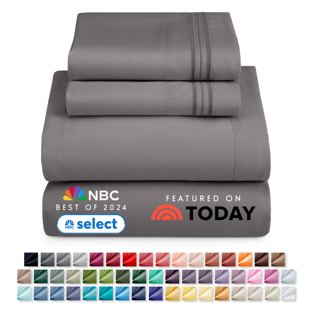 Nestl Full XL Size Sheet Sets, 1800 Series Deep Pocket 4 Piece, Luxury Soft Microfiber Bed Sheet Sets, CHARCOAL STONE GRAY
