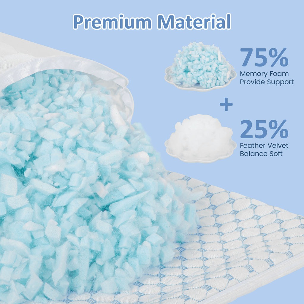 Shredded Memory Foam Pillows for Sleeping 2 Pack, Queen Size Cooling Bed Pillows for Side Back and Stomach Sleepers, Bed Pillows with Washable Removable Cover
