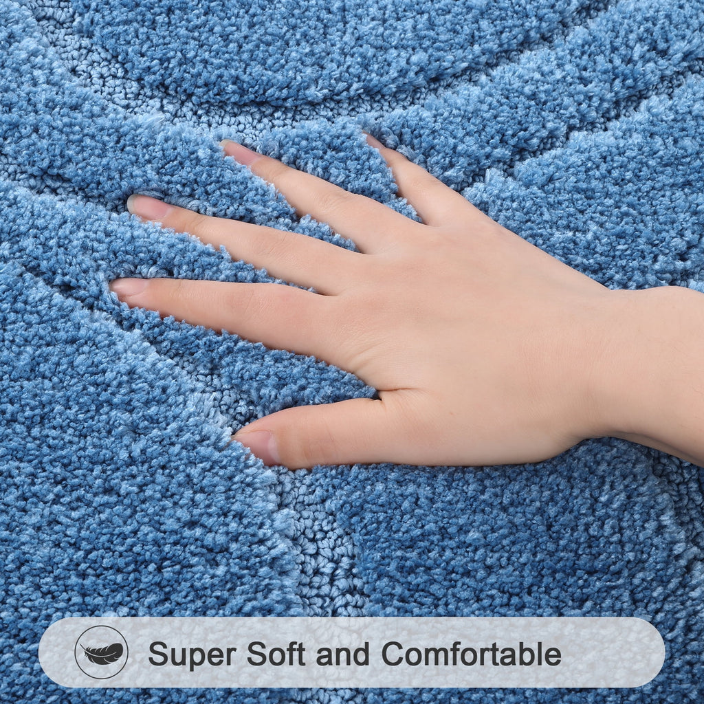 Ileading Bathroom Rugs Sets 4 Piece, Super Soft and Absorbent Non Slip Microfiber Toilet Bathroom Mats