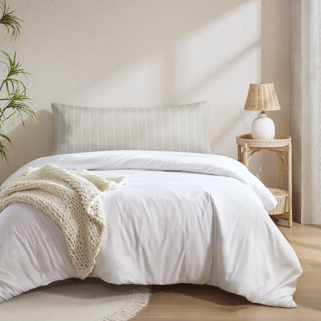 Mainstays Microfiber Body Pillowcase - Beige & White Stripe - 20"x52" - 1 Pack