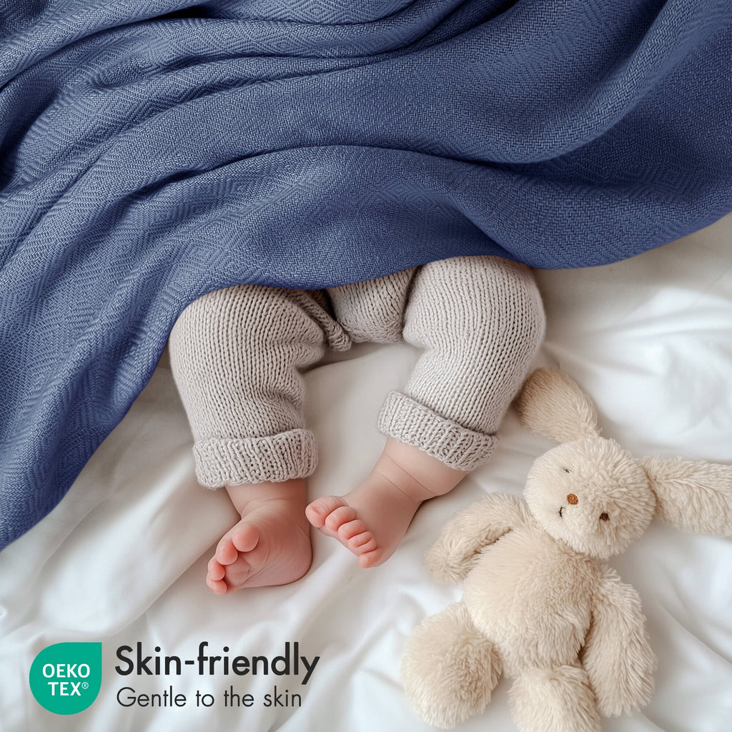 Regency Heights Cozy Bamboo Cotton Blanket, Lightweight Blanket for Sofa Couch, All Season Breathable Bed Blanket for Hot Sleepers with Diamond Jacquard, Full/Queen, Navy