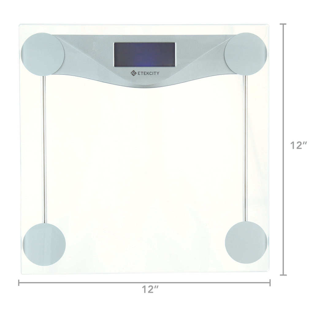 Etekcity LCD Digital Smart Body Weight Scale, Glass and Silver, 400lb Capacity
