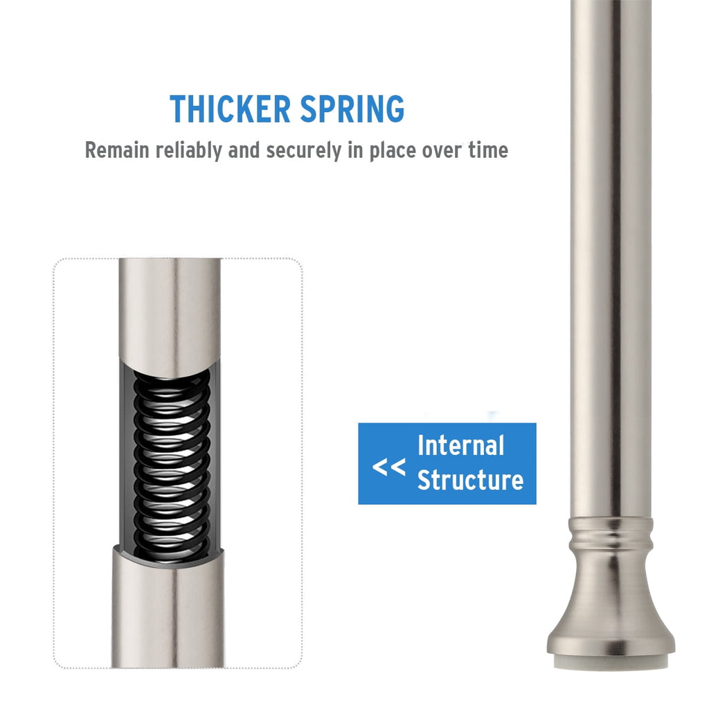 AmazerBath Spring Tension Shower Curtain Rod, 54-90 inches Rust-Resistance Tension Curtain Rod Bathroom Rod, Adjustable Shower Curtain Rod No Drill, Nickel