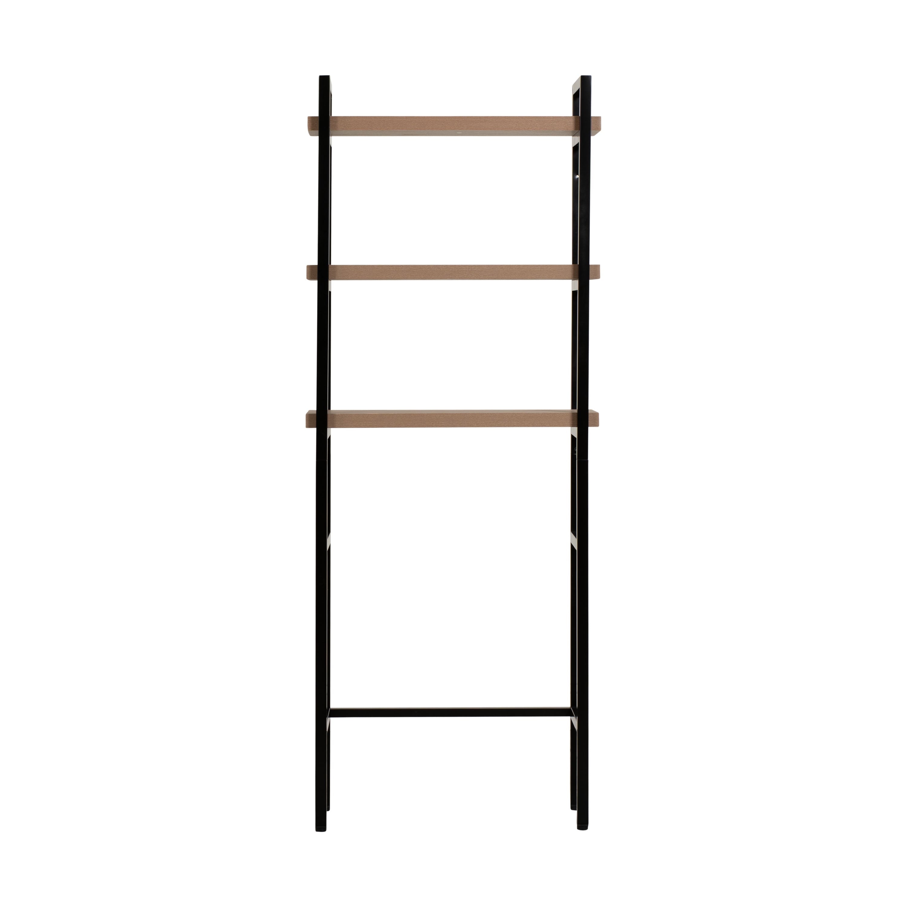 Better Homes & Gardens Jace 3-Shelf over-the-Toilet Rack with Black Frame and Oak Shelves