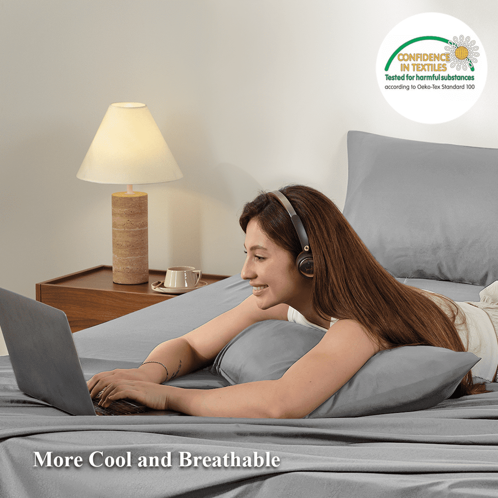 Full Size Bed Sheets,Z-hom 4 Piece Cooling Sheets 14” Deep Pocket Sheet & Pillowcase Sets Soft Microfiber Luxury Bedding Fitted Sheet Water Washed,Dark Gray