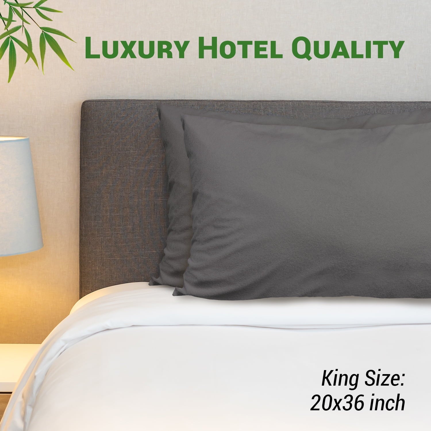 GOGREEN Bamboo Waterproof Pillow Protector, Breathable Pillow Cover, Cooling Pillow Case Protector with Zipper, Super Soft Terry Pillow Case Cover with Zipper (4 Packs, King 20"x36", Dark Grey)