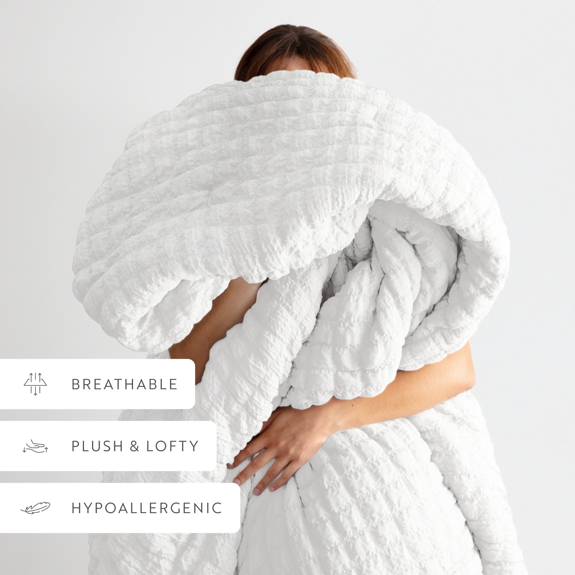 Seersucker Textured Comforter Set Plush All-Season Down Alternative Bedding - Comfort Canopy