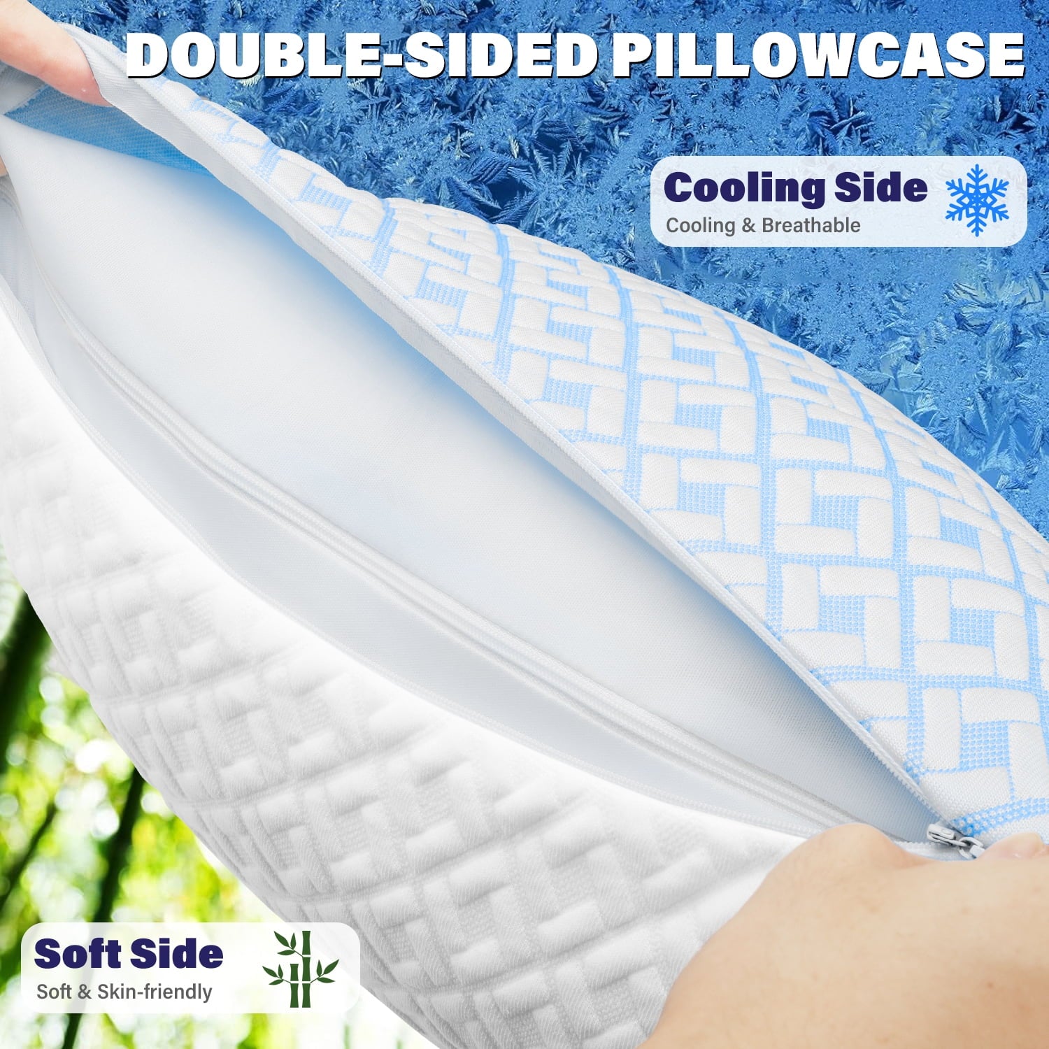 SORMAG Cooling Bed Pillows for Sleeping Shredded Memory Foam Pillows Queen Size Set of 2 Pack