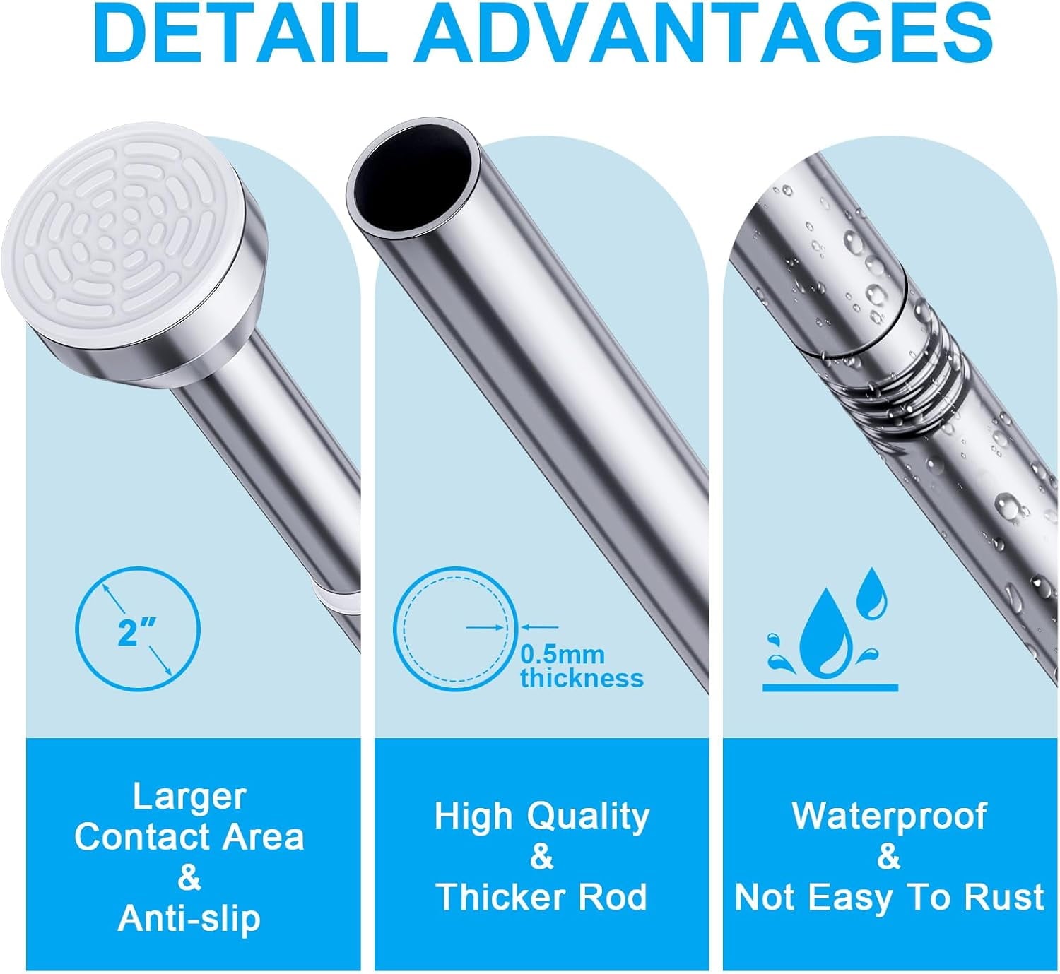 TITGIPE No hole telescopic shower curtain rod | 27-76 inches adjustable anti-skid spring rod | stainless steel rust resistance design | bathroom upgrade artifact no hole telescopic bath curtain rod