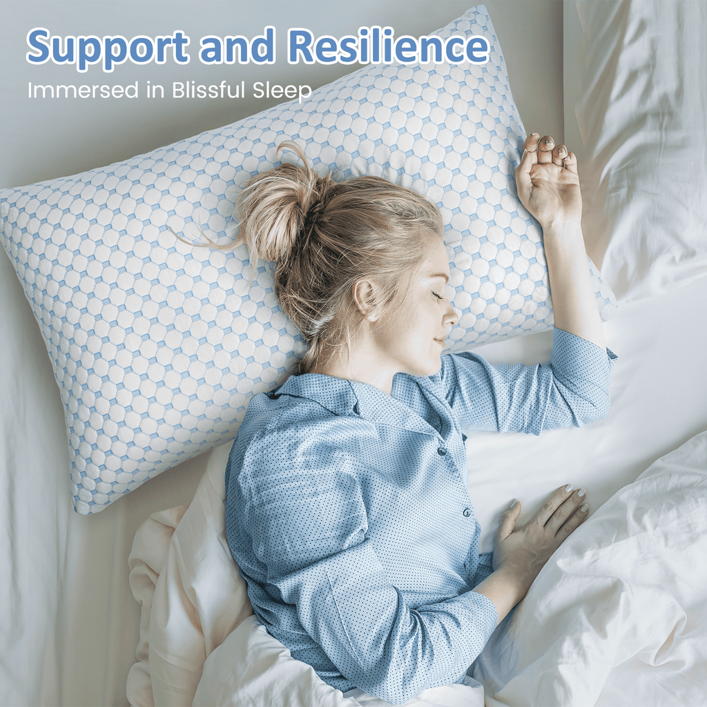 Shredded Memory Foam Pillows for Sleeping 2 Pack, Queen Size Cooling Bed Pillows for Side Back and Stomach Sleepers, Bed Pillows with Washable Removable Cover