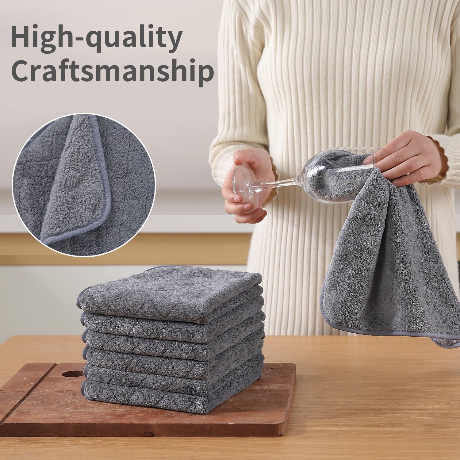 Jessy Home 12 Pack Dark Gray Washcloths for Bathroom 13x13 Inch Ultra Soft Hand Face Towels