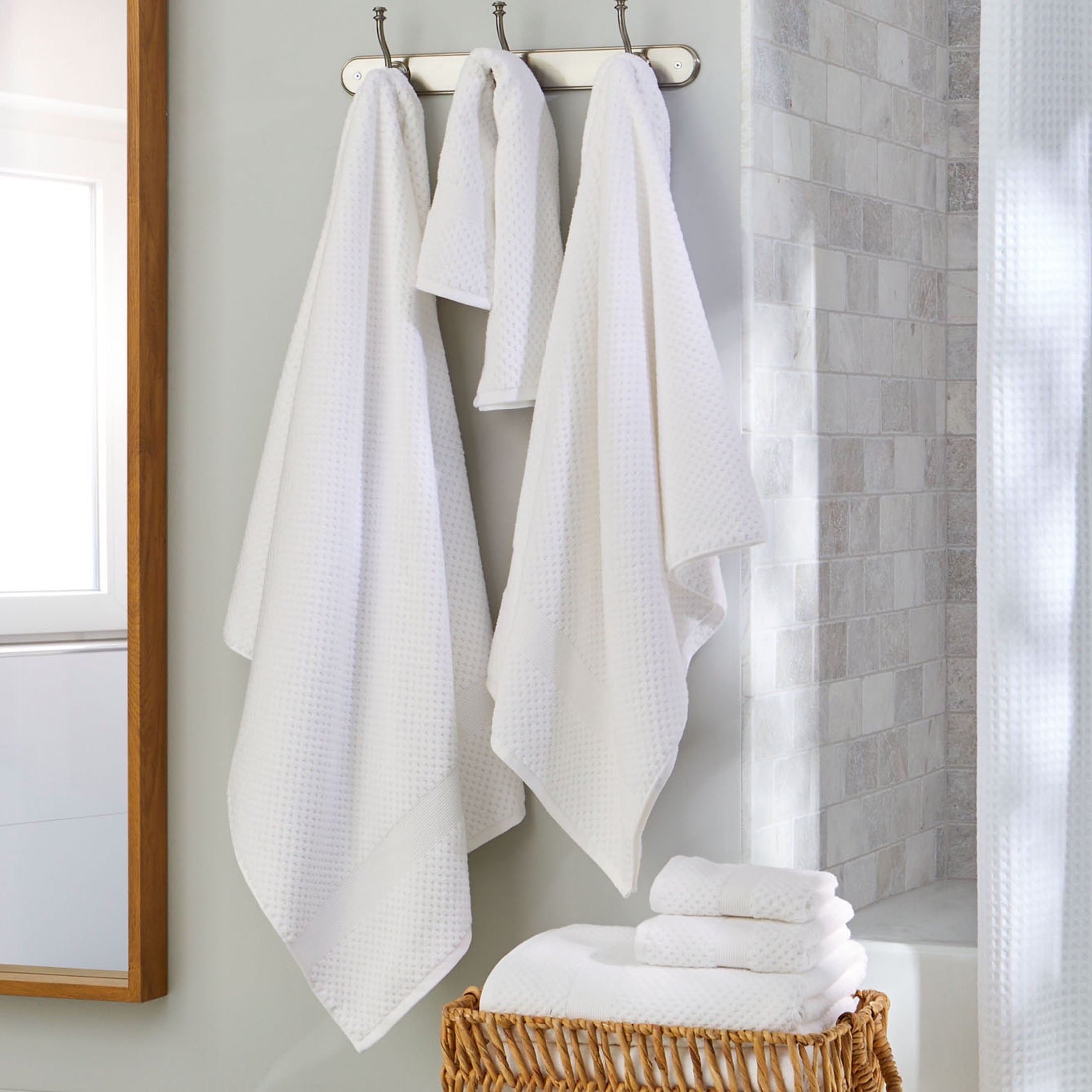 Better Homes & Gardens Signature Soft Cotton Popcorn Textured 6 Piece Bath Towel Set,Arctic White