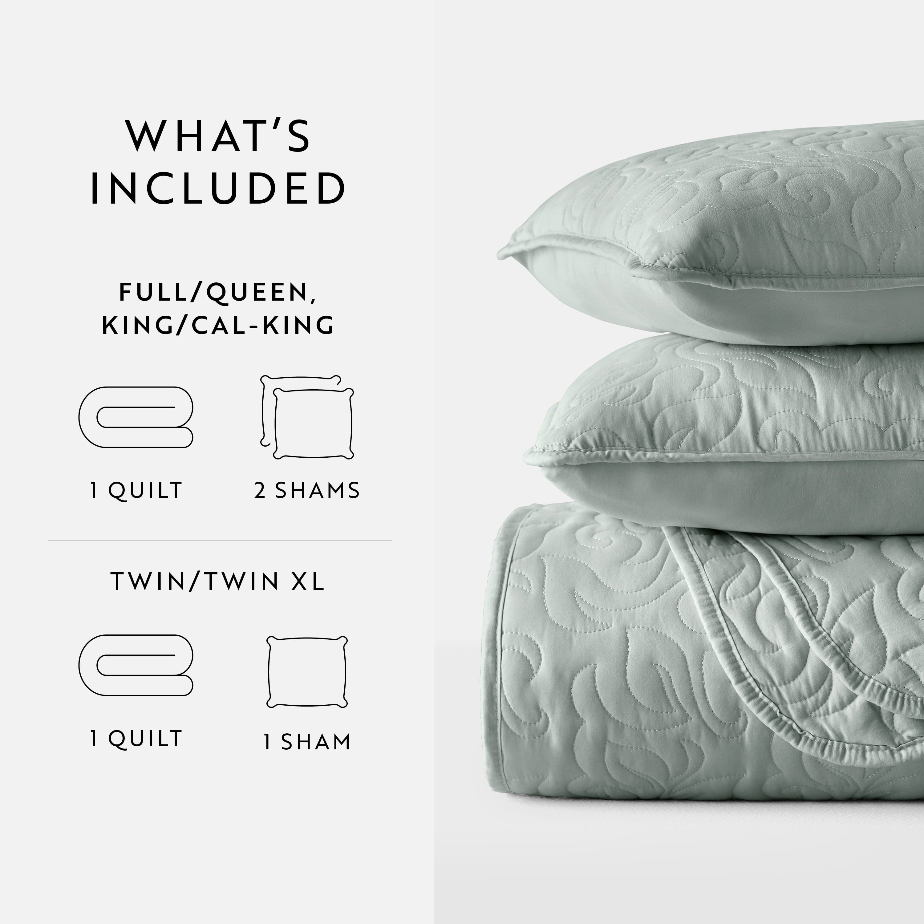 Wrinkle Resistant All Season Quilt Set Coverlet Eucalyptus Floral Stitched for King Size Bedding by Comfort Canopy