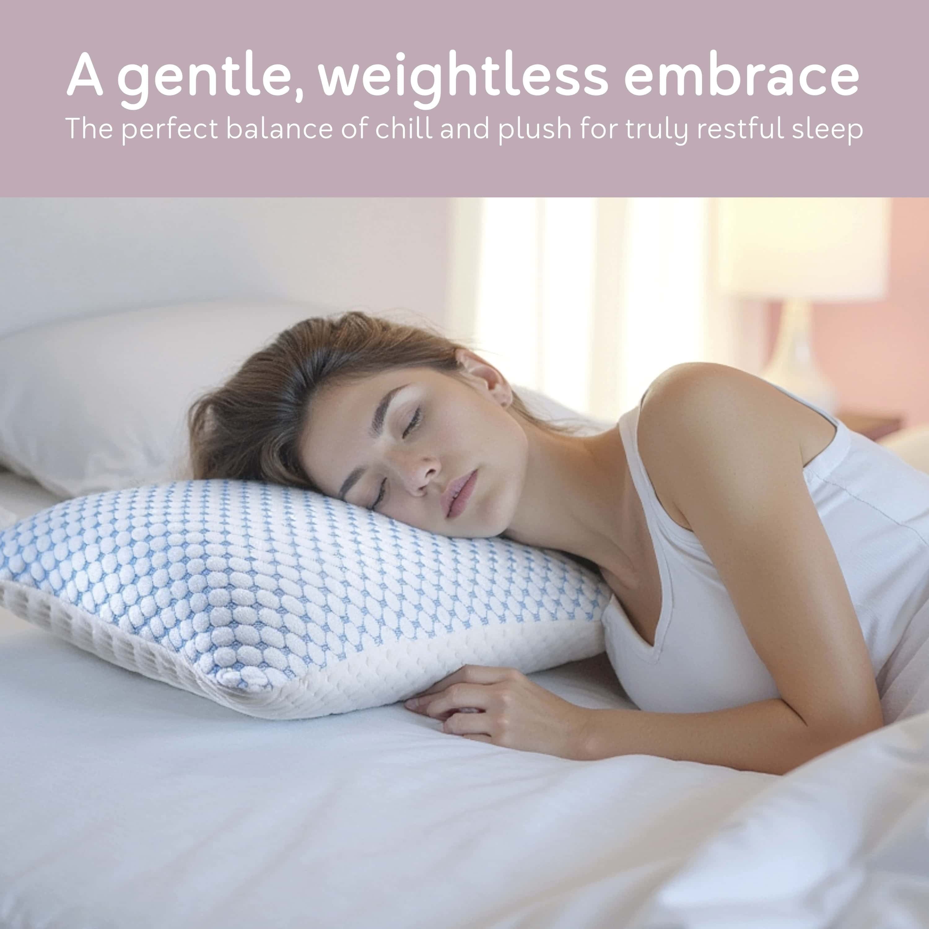 Virtu Temperature Queen Pillows Set of 2, Regulating and Adjustable Soft Memory Foam Cooling Bed Pillows Queen Size Pillows Set of 2, 20" X 30"