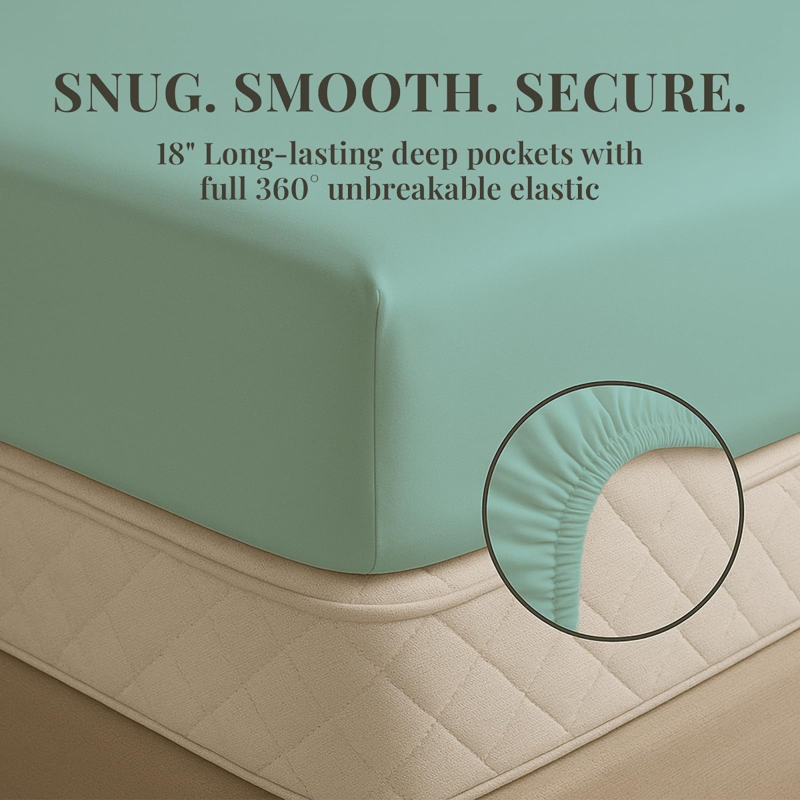 Sacred Thread Rayon Derived from Bamboo Sheets Twin Size, 18'' Deep Pocket Cooling Sheets for Hot Sleepers, 4 PC Cooling Sheets (Twin Size) (Aqua)