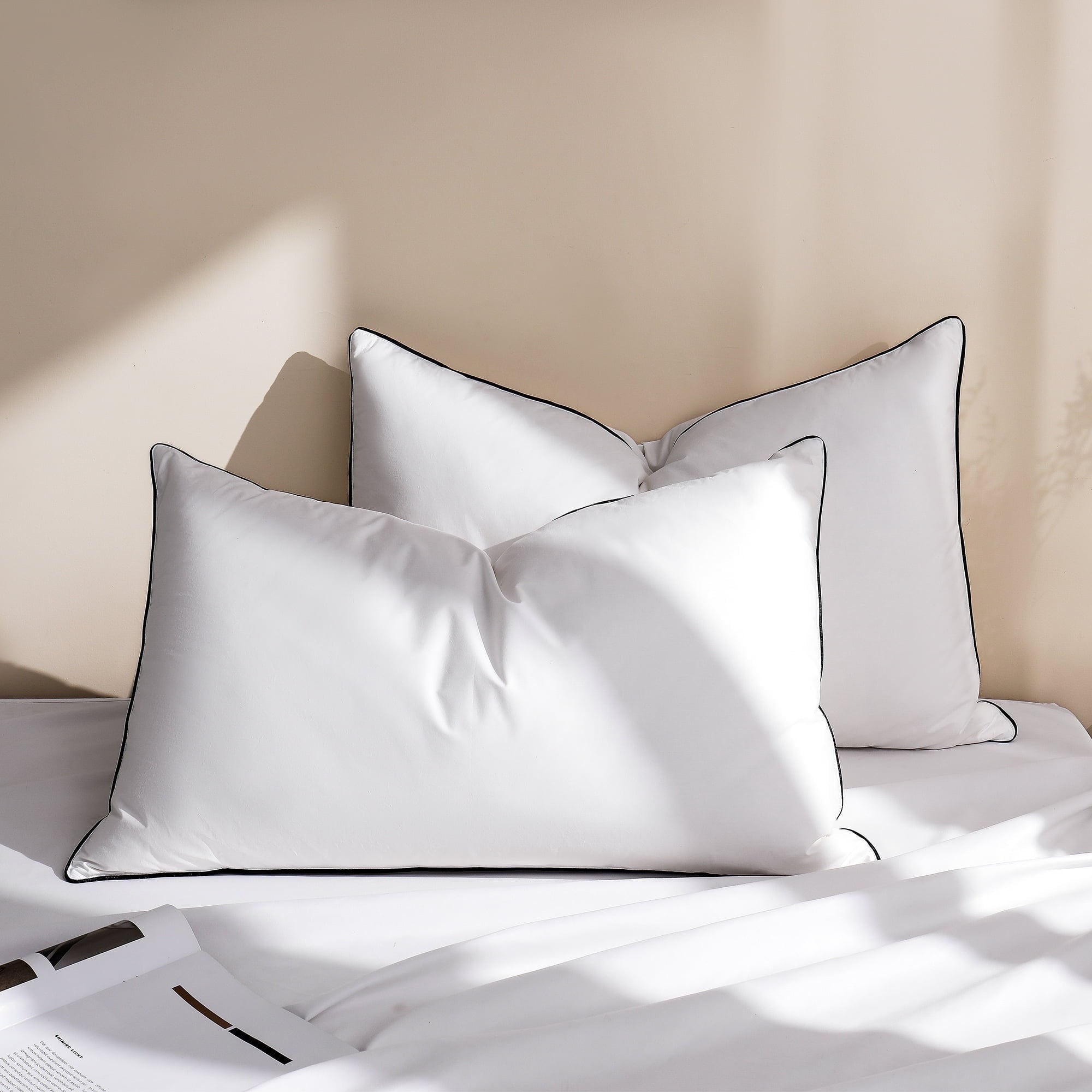 Howsheep Feather Down Pillows Set of 2, Medium Firm Hotel Bed Pillow 2 Pack,  King Size, 20 x 36 in.